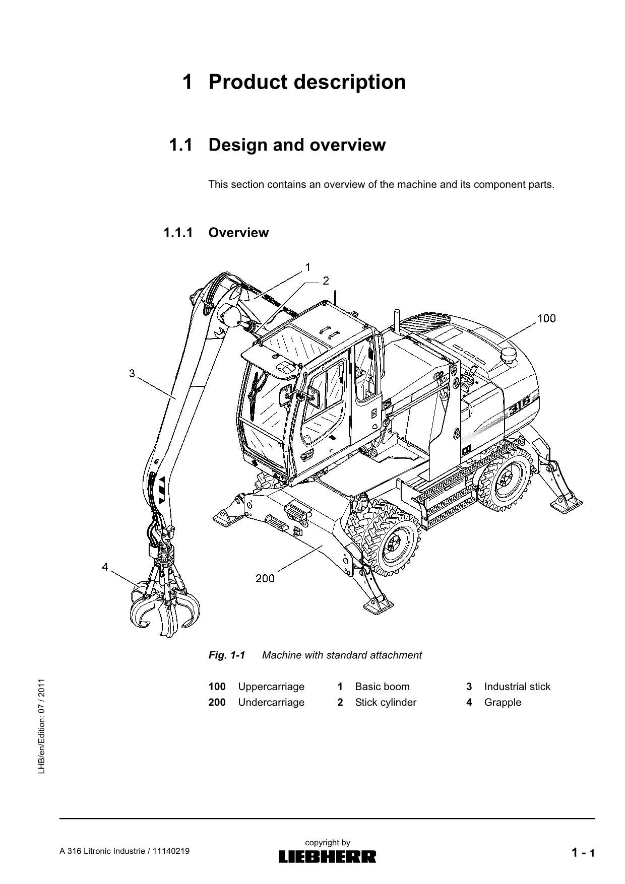 Liebherr A316 Litronic Industriebagger Bedienungsanleitung