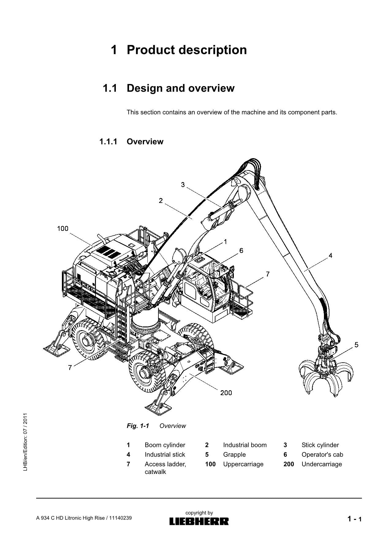 Manuel d'utilisation de la pelle hydraulique à grande hauteur Liebherr A934 C HD Litronic