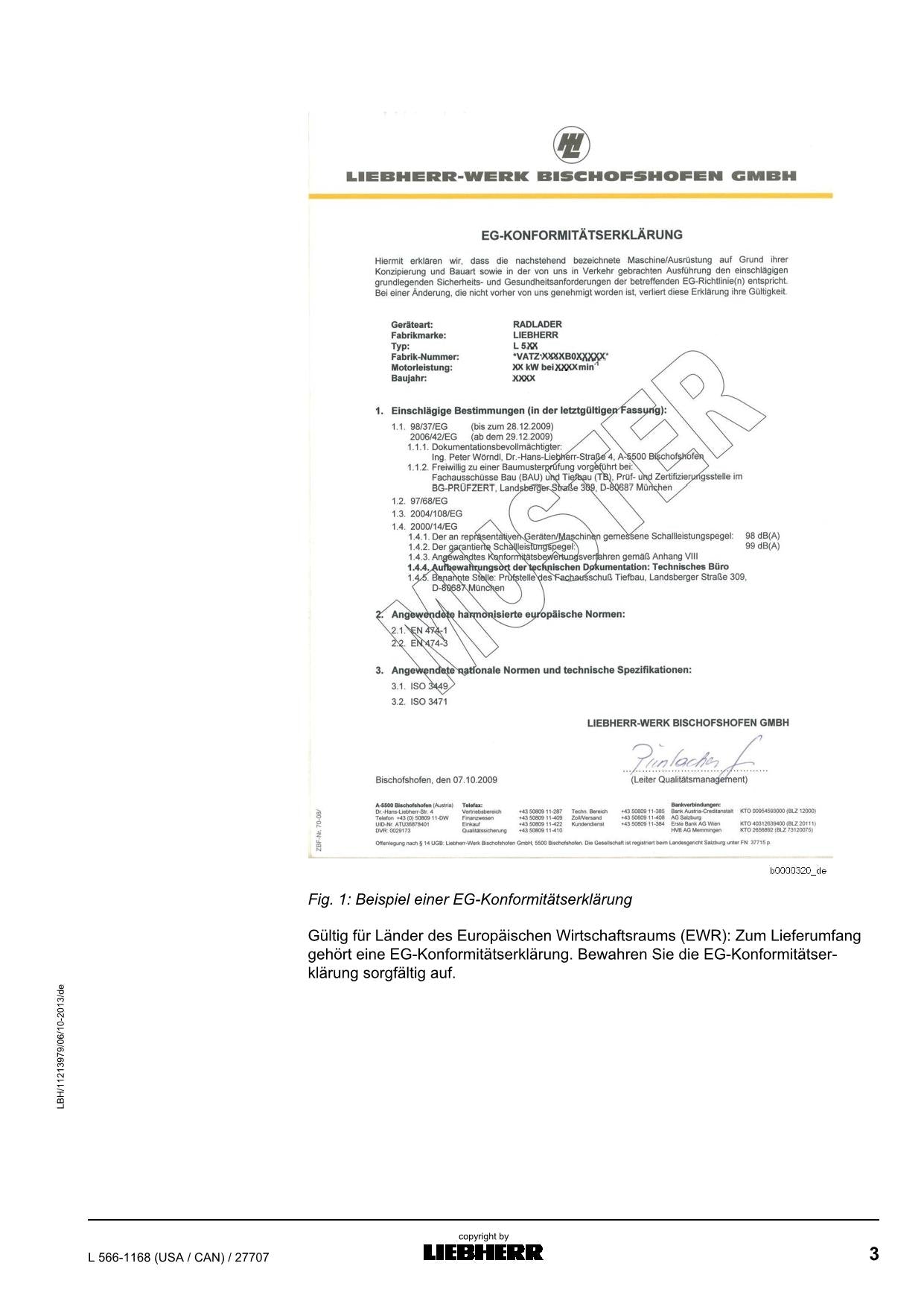 Liebherr L566 USACAN Radlader Betriebsanleitung ser 27707