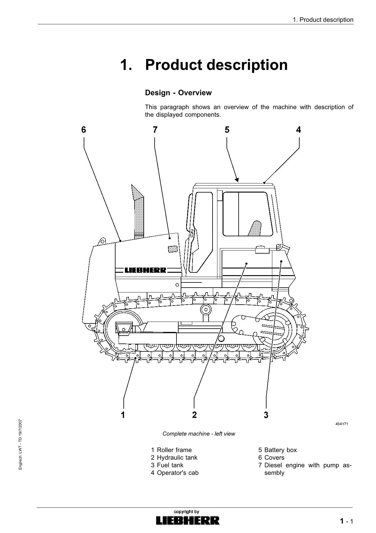 Liebherr-Planierraupe SR 712 B Litronic - Bedienungsanleitung