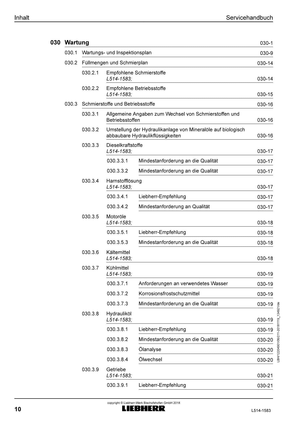 Liebherr L514 1583 Radlader Reparaturhandbuch Werkstatthandbuch