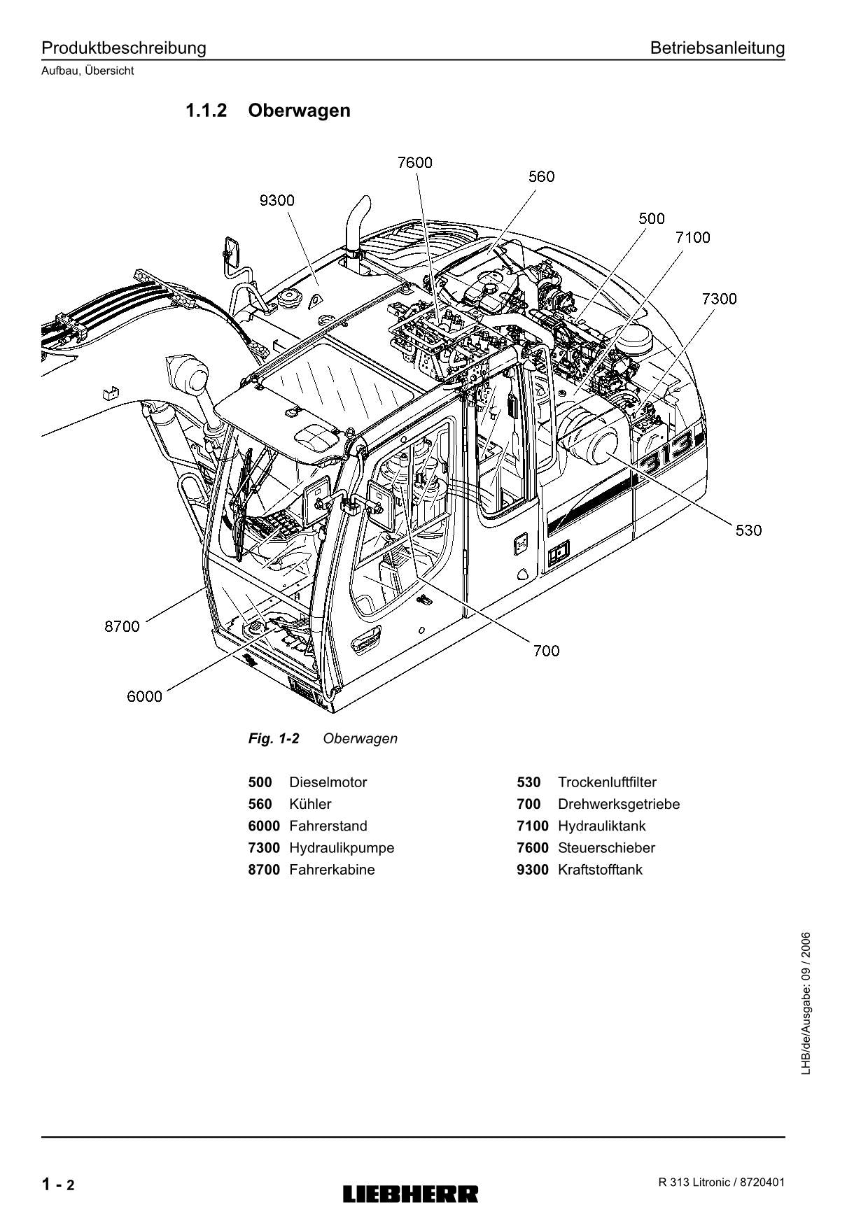 Liebherr R313 Litronic Hydraulikbagger Betriebsanleitung ser 636/27752