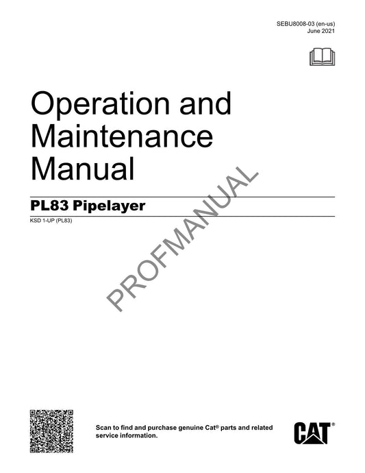 Caterpillar PL83 Pipelayer Operators Maintenance Manual