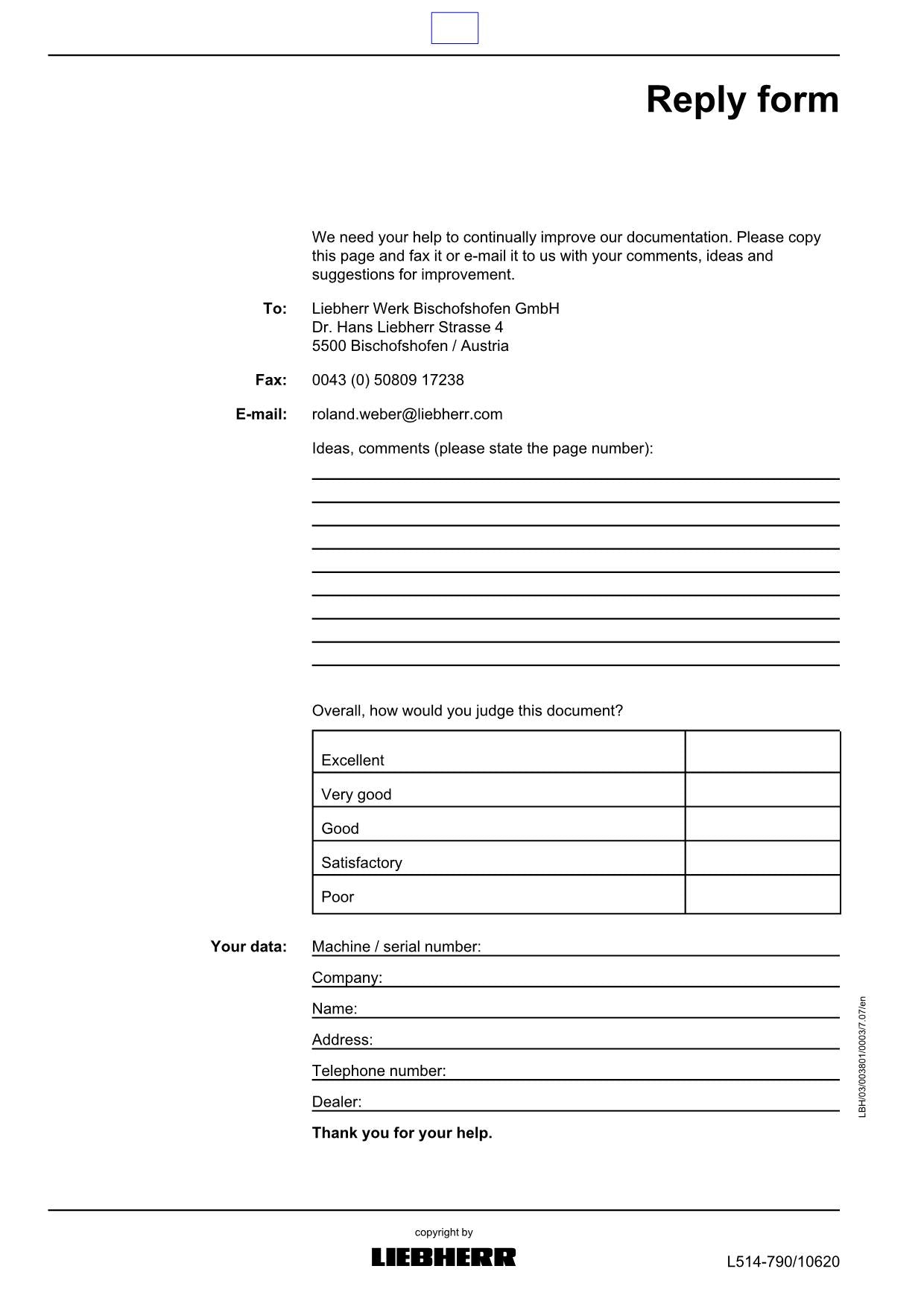 Liebherr L514 Wheel Loader Operators manual