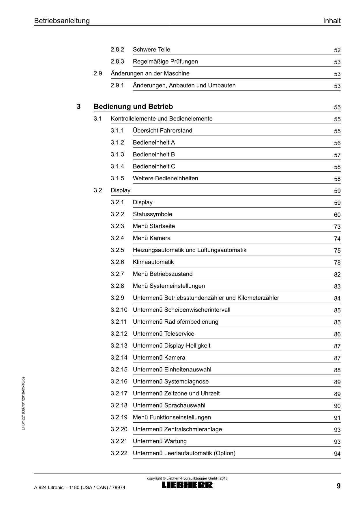 Liebherr A924 Litronic Mobilbagger Betriebsanleitung ser 78974 USA CAN