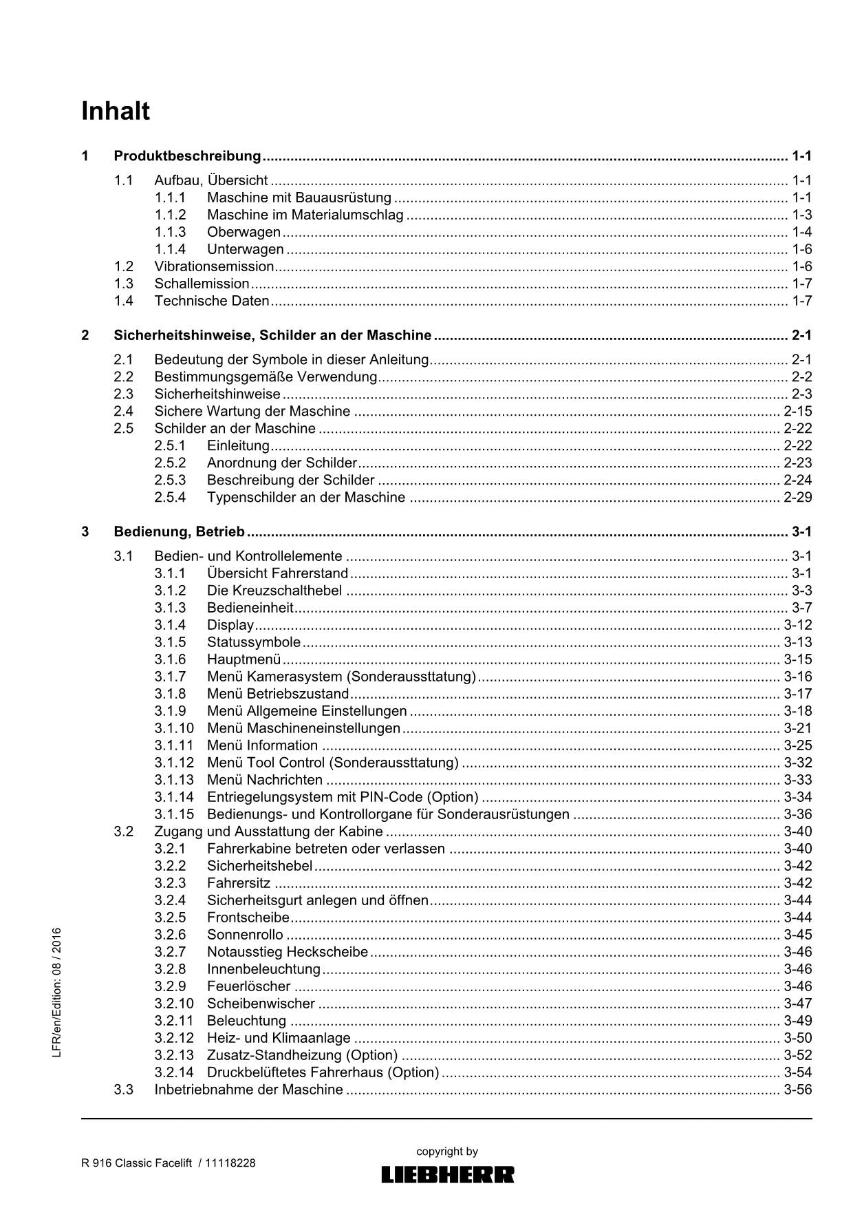 Liebherr R916 Classic Facelift Hydraulikbagger Betriebsanleitung