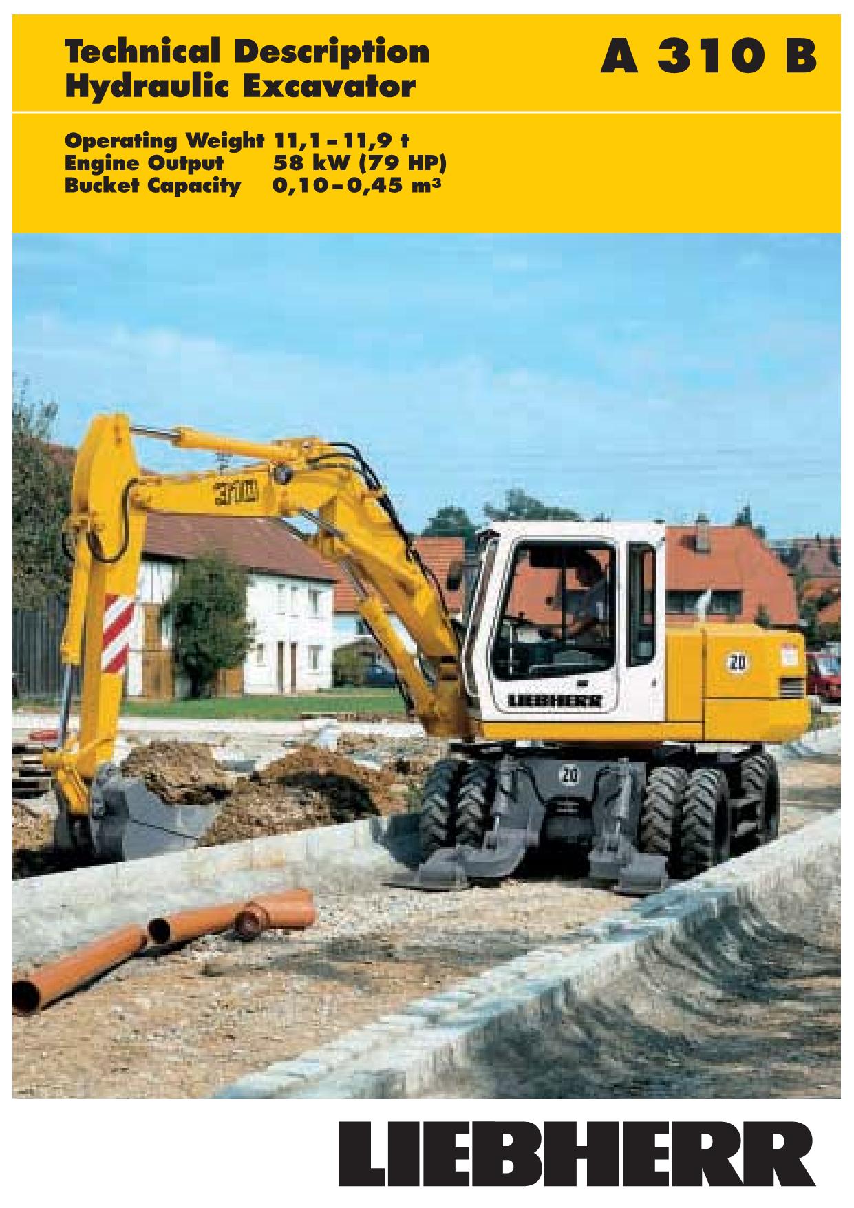 Liebherr A310B Excavator  Operators manual