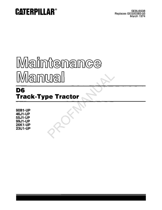 Wartungshandbuch für Caterpillar D6 Raupentraktoren SEBU6508