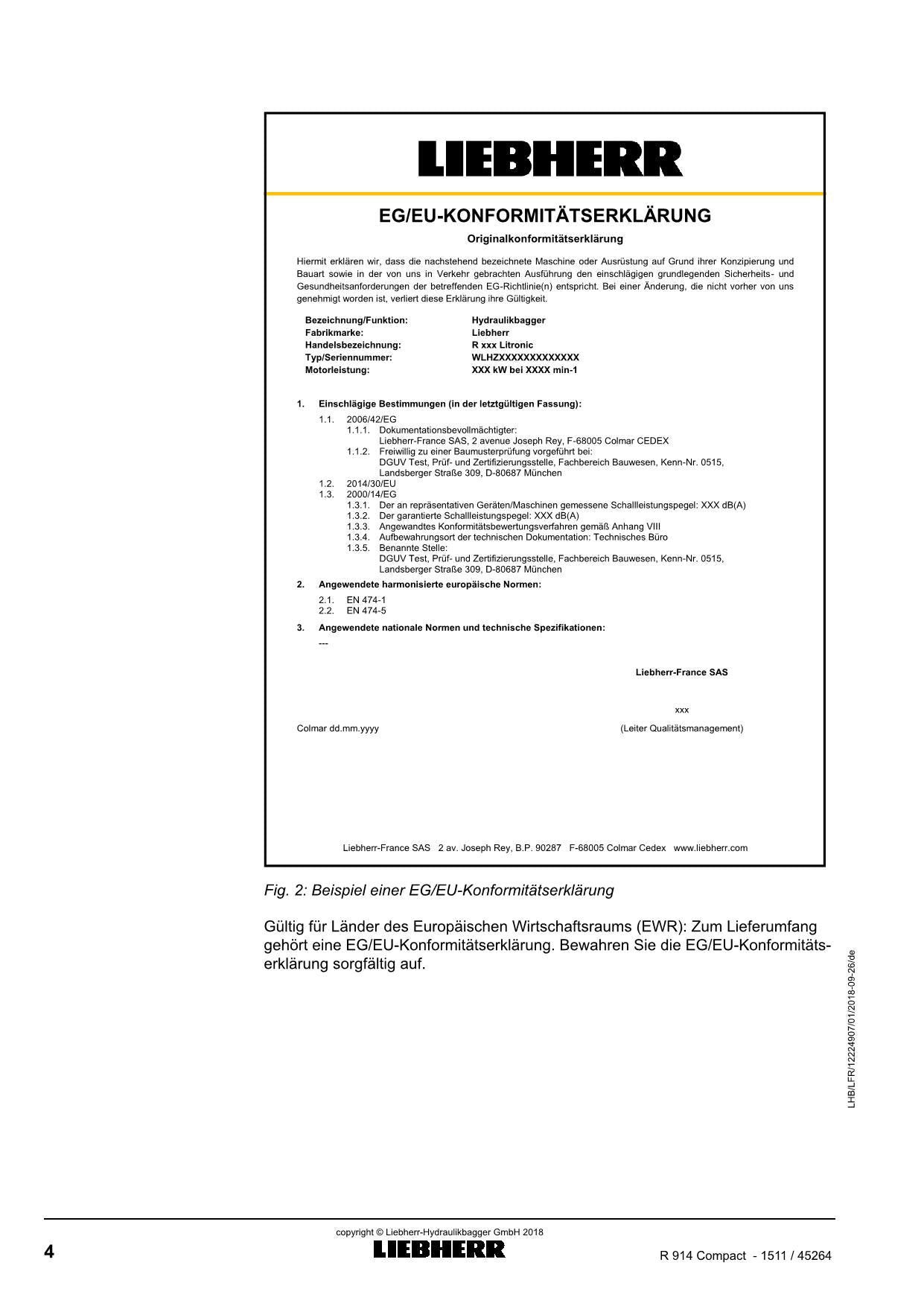 Liebherr R914 Compact Hydraulikbagger Manuel d'instructions ser 45264