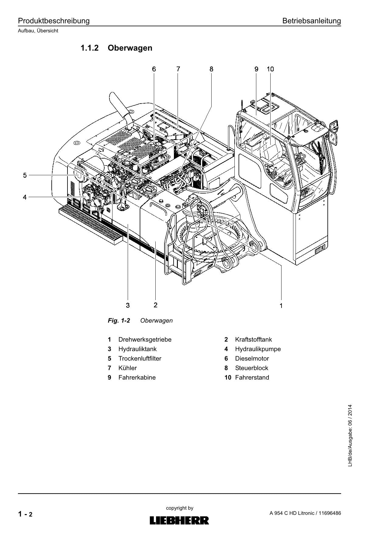 Liebherr A954 C HD Litronic Manuel d'utilisation 11696486