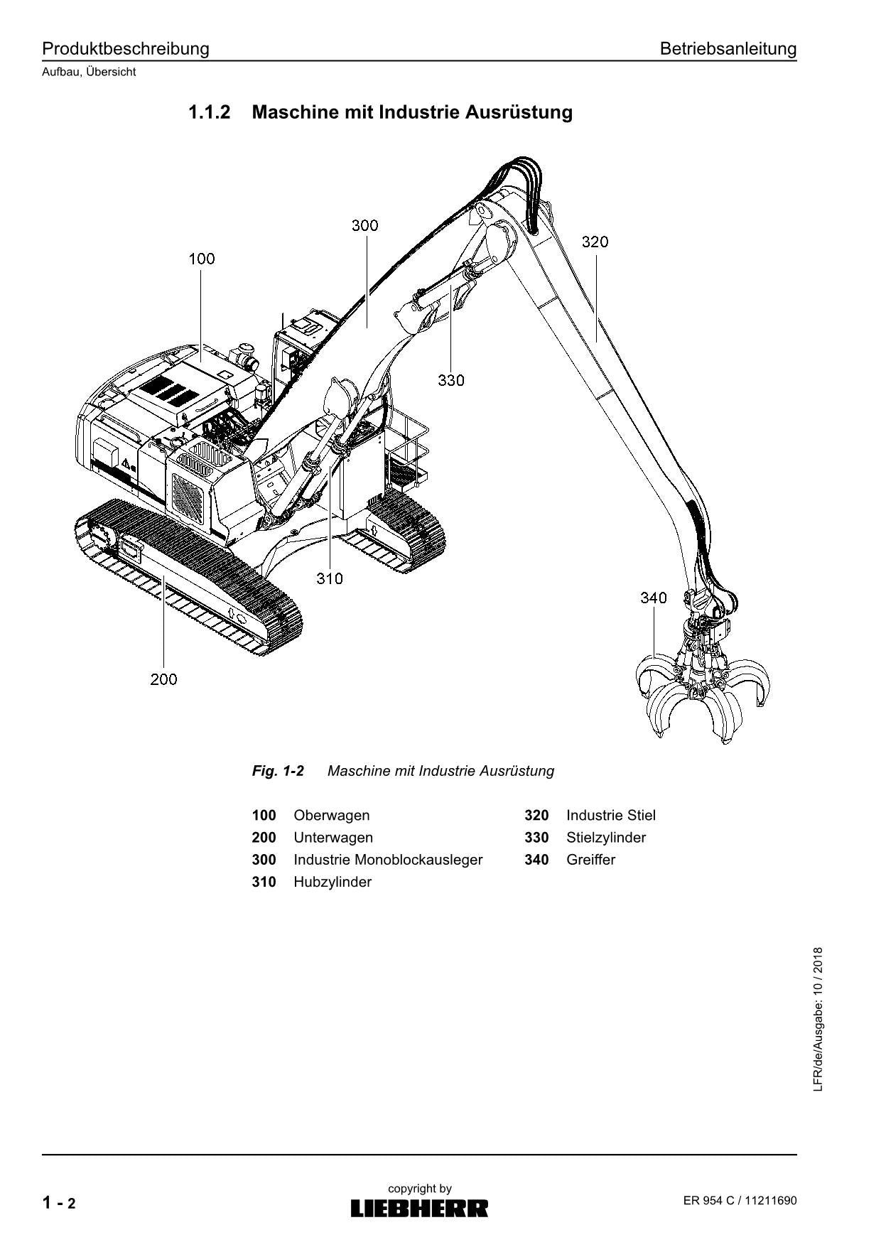 Liebherr ER954 C Hydraulikbagger Betriebsanleitung FR