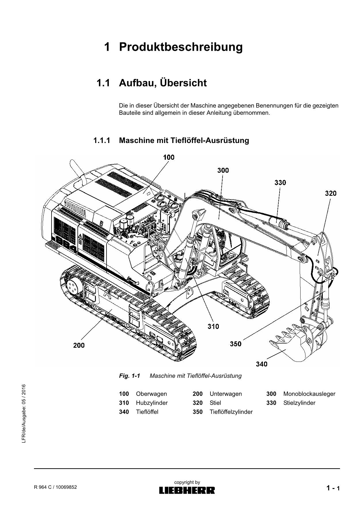 Liebherr R964 C Hydraulikbagger Betriebsanleitung