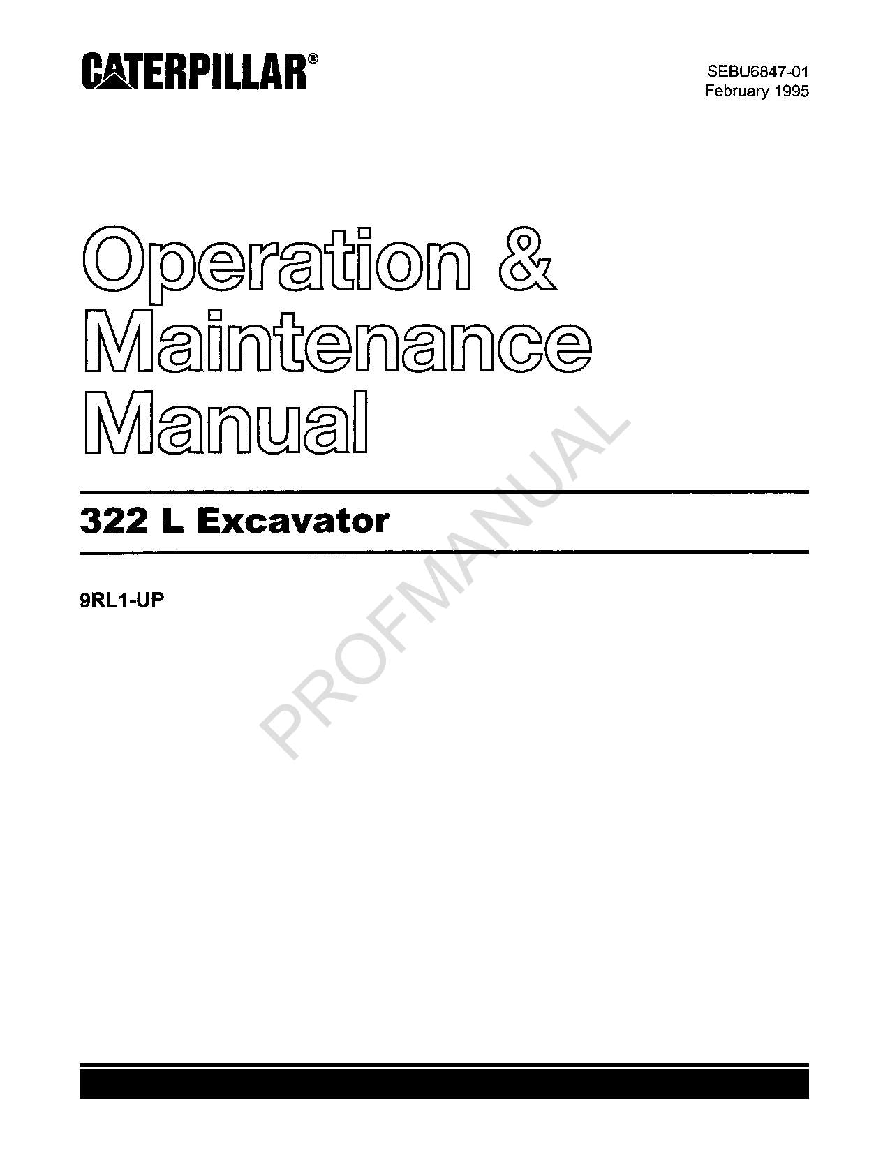 Wartungshandbuch für Bagger Caterpillar 322 L