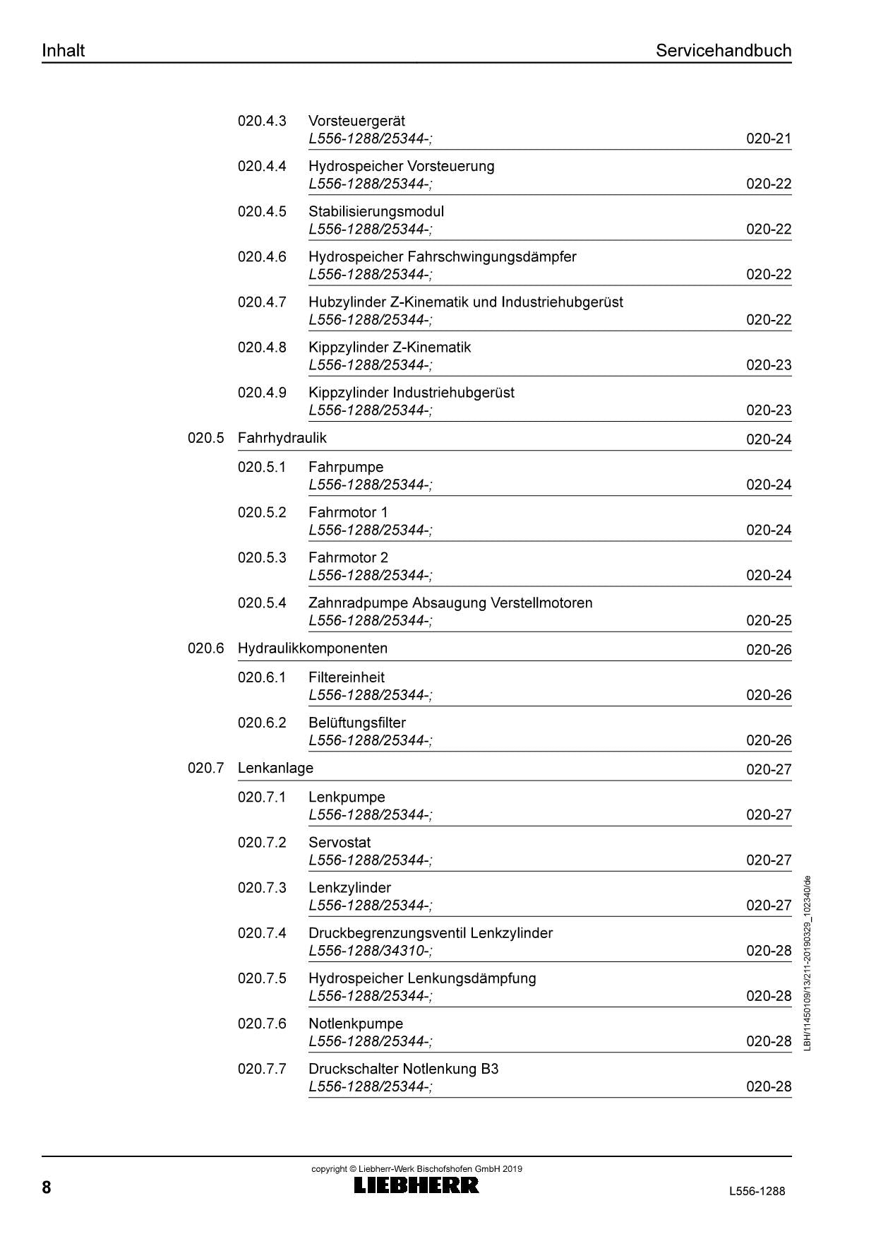 Liebherr L556 1288 Radlader Reparaturhandbuch Werkstatthandbuch