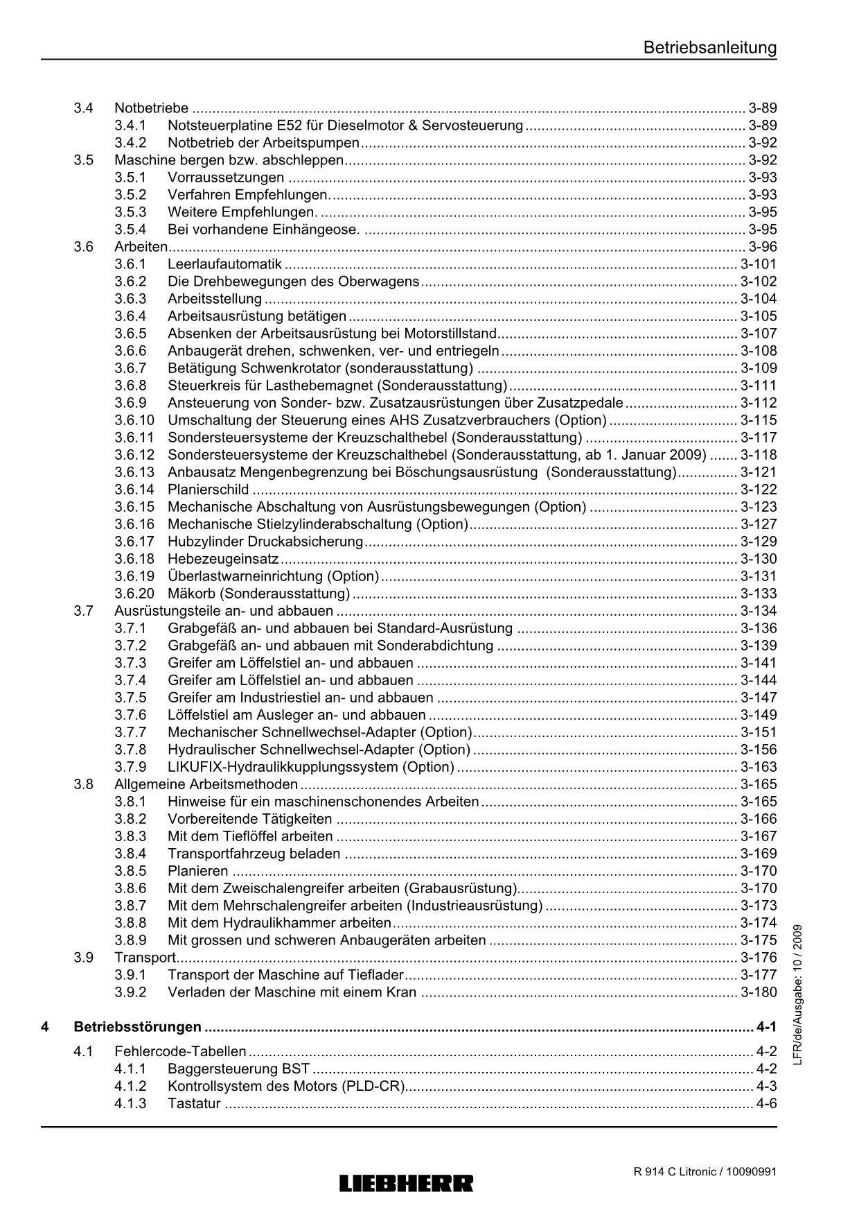Liebherr R914 C Litronic Hydraulikbagger Umschlaggerät Betriebsanleitung