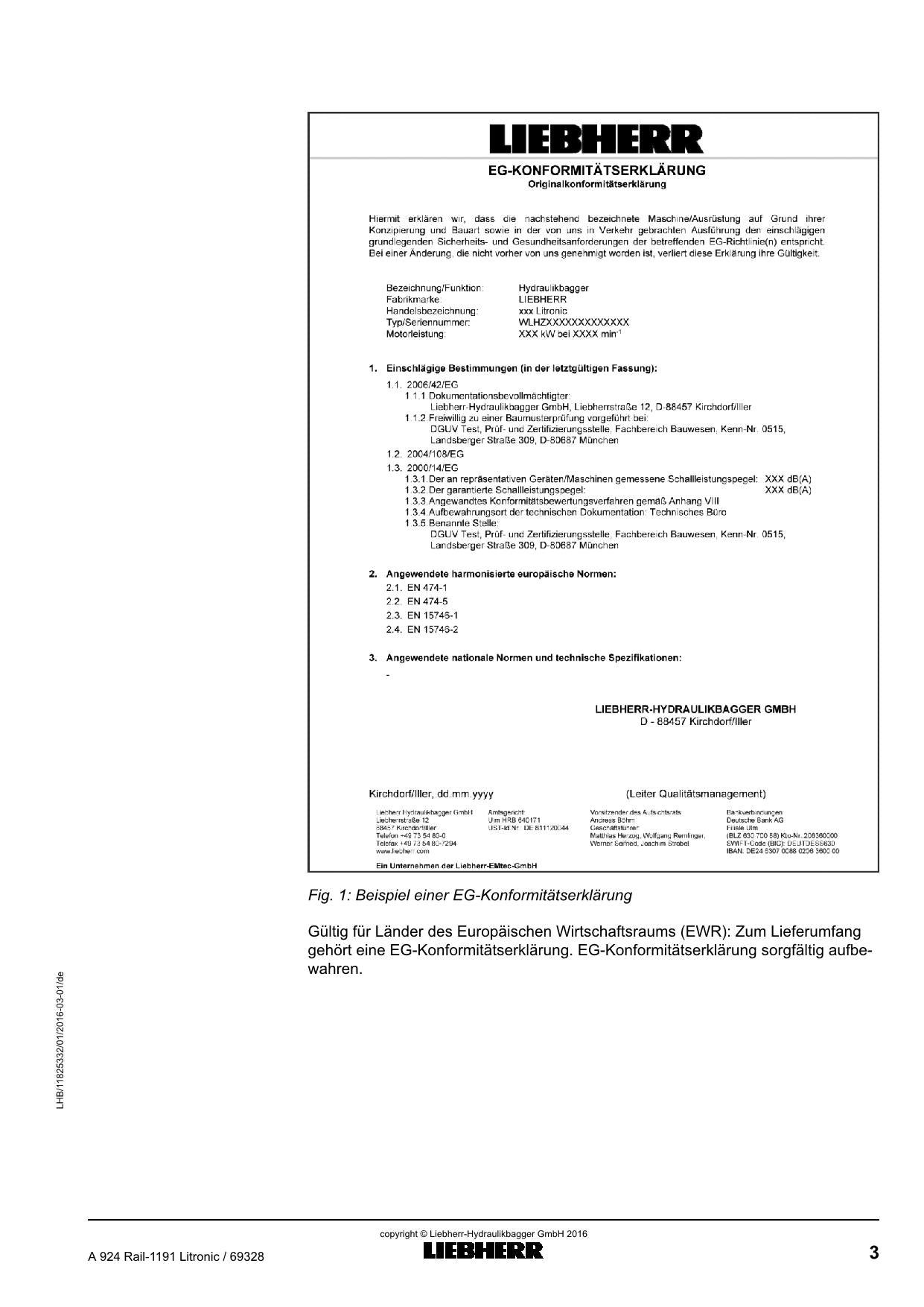 Liebherr A924 RaiLLitronic Mobilbagger Betriebsanleitung