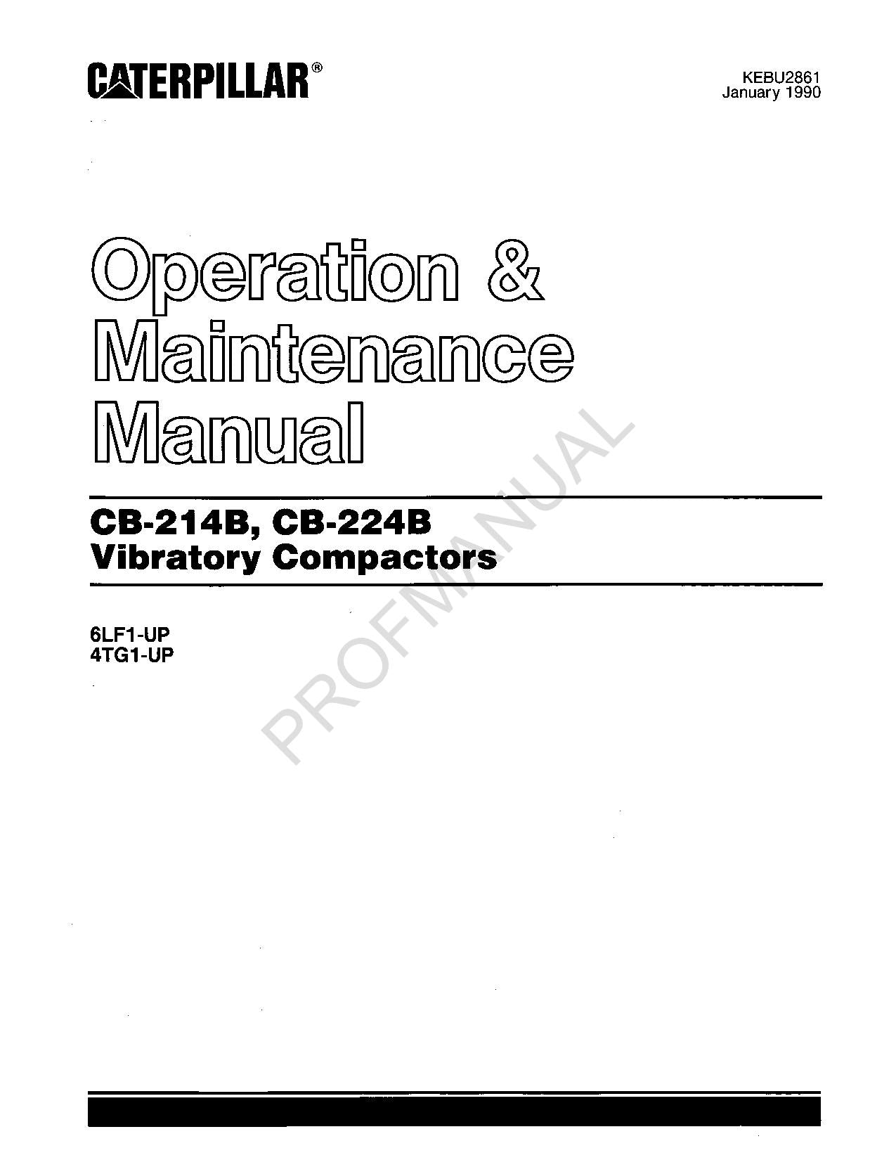 Caterpillar CB 214B CB224B Vibrationsverdichter Bediener Wartungshandbuch