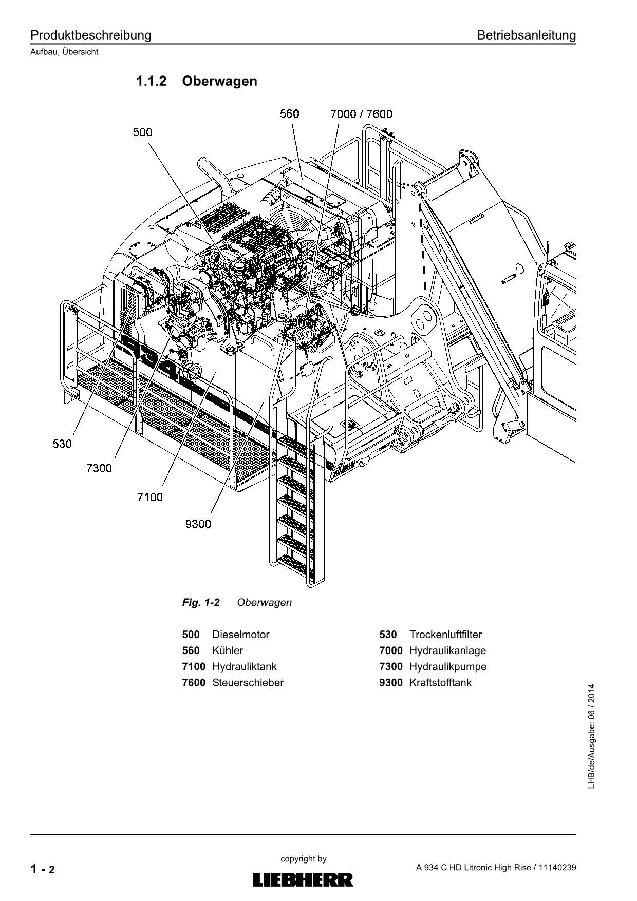 Liebherr A934 C HD Litronic High Rise Umschlaggerät Betriebsanleitung