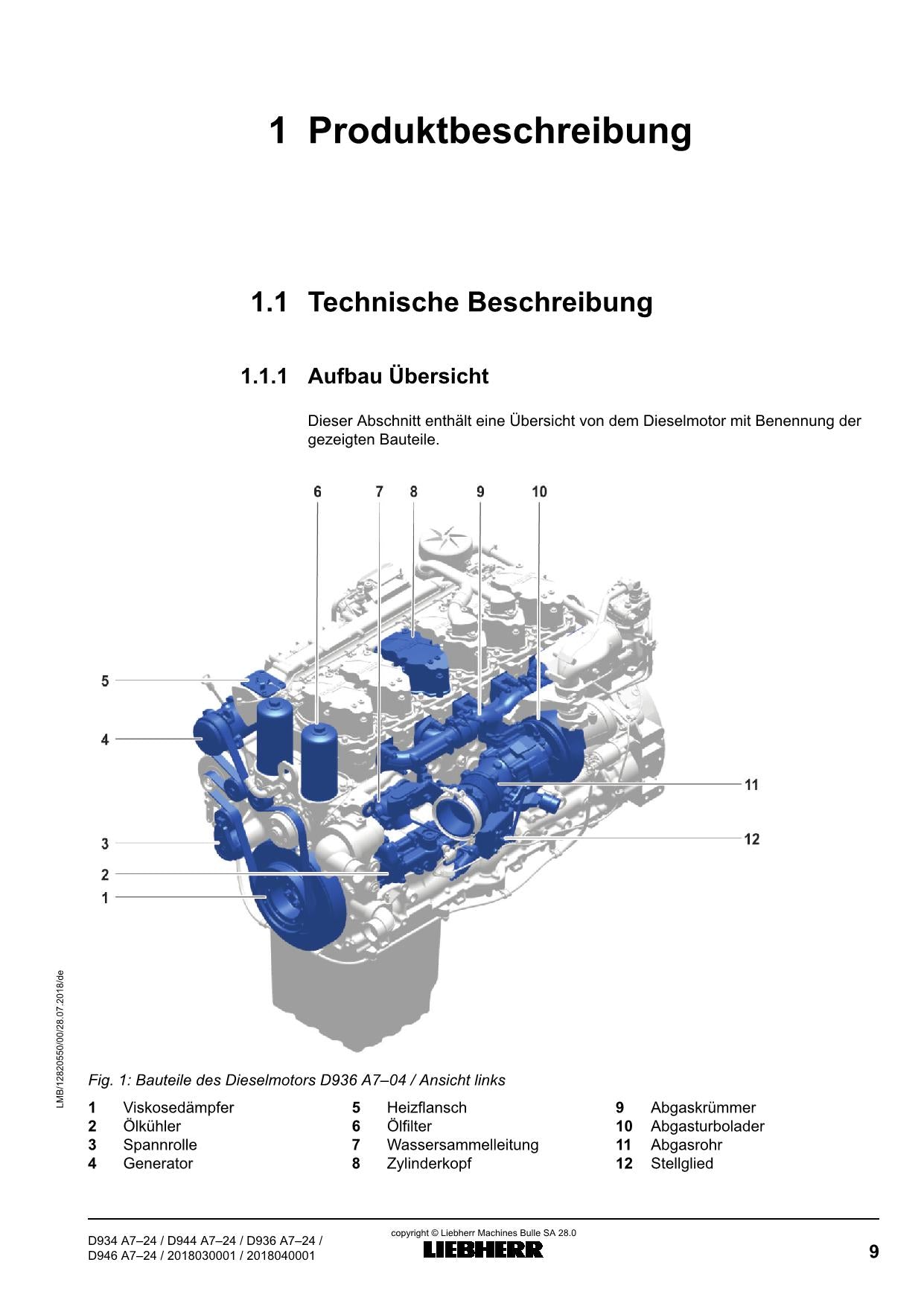 Liebherr D934 A7-24 D944 A7-24 D936 A7-24 D946 A7-24 motor Betriebsanleitung