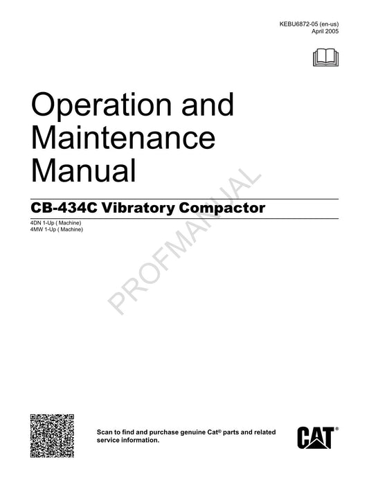 Caterpillar CB 434C Vibratory Compactor Operators Maintenance Manual