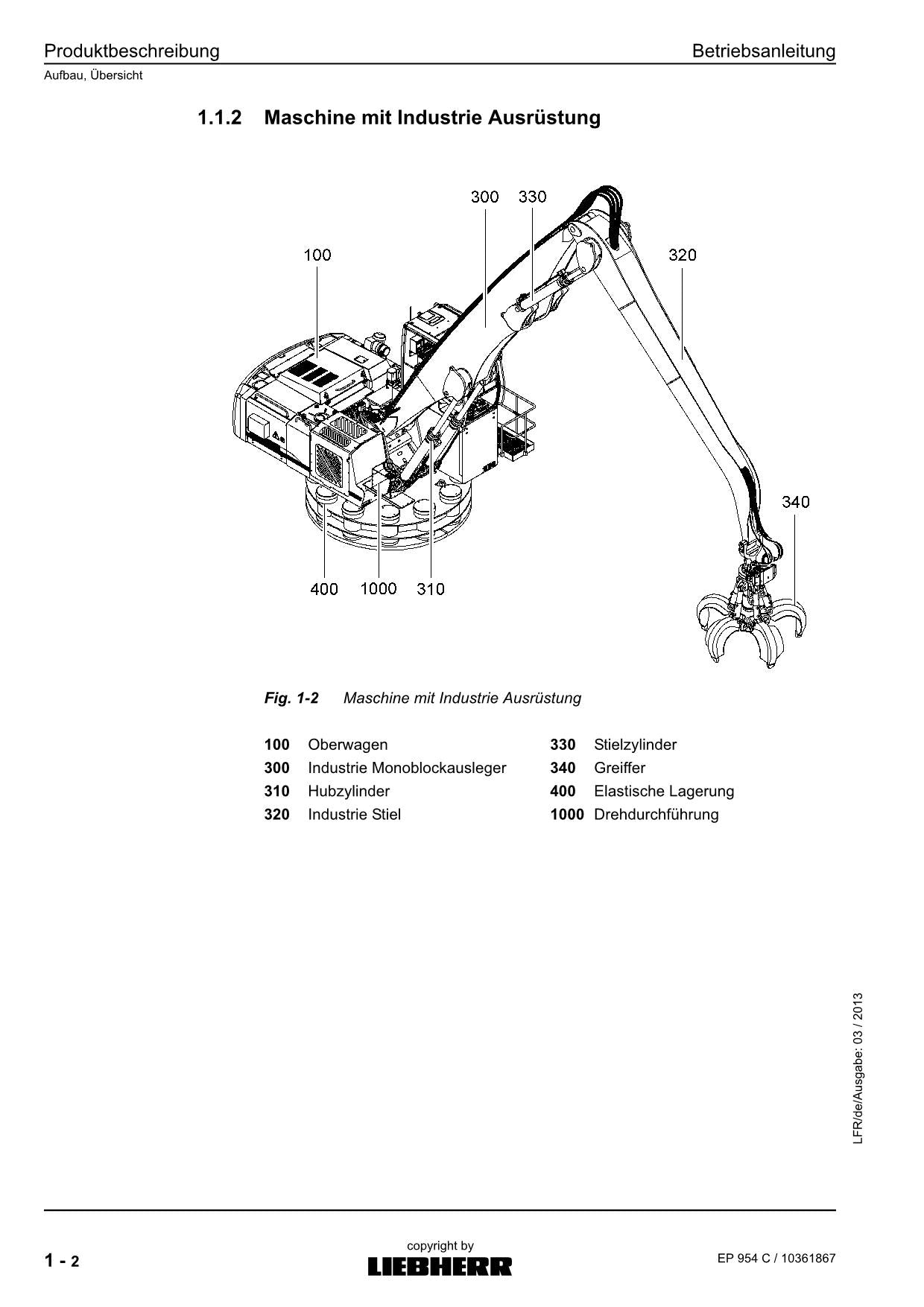 Liebherr EP954 C Hydraulikbagger Manuel d'instructions