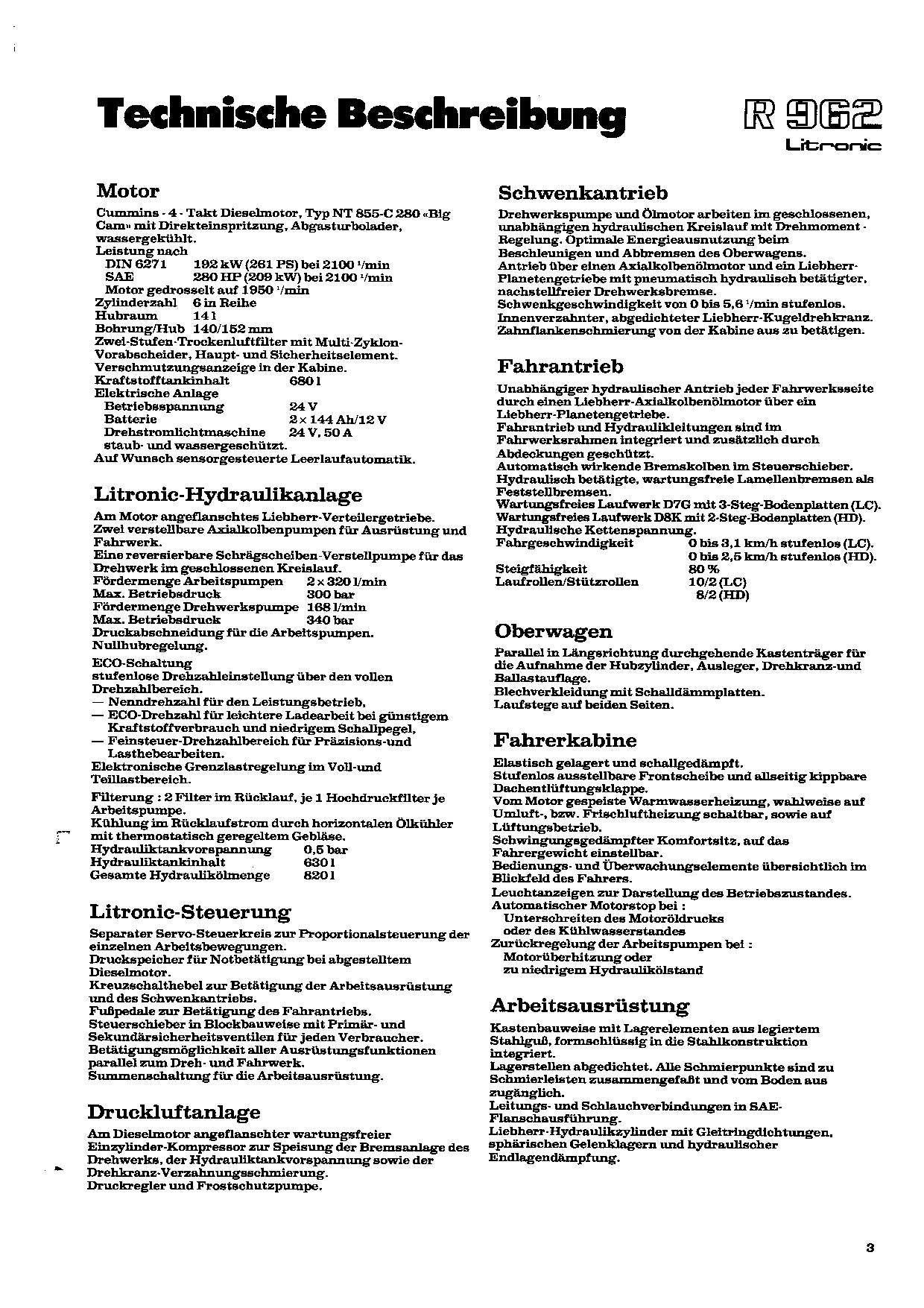 Liebherr R962 Litronic Hydraulikbagger Manuel d'instructions Manuel d'entretien