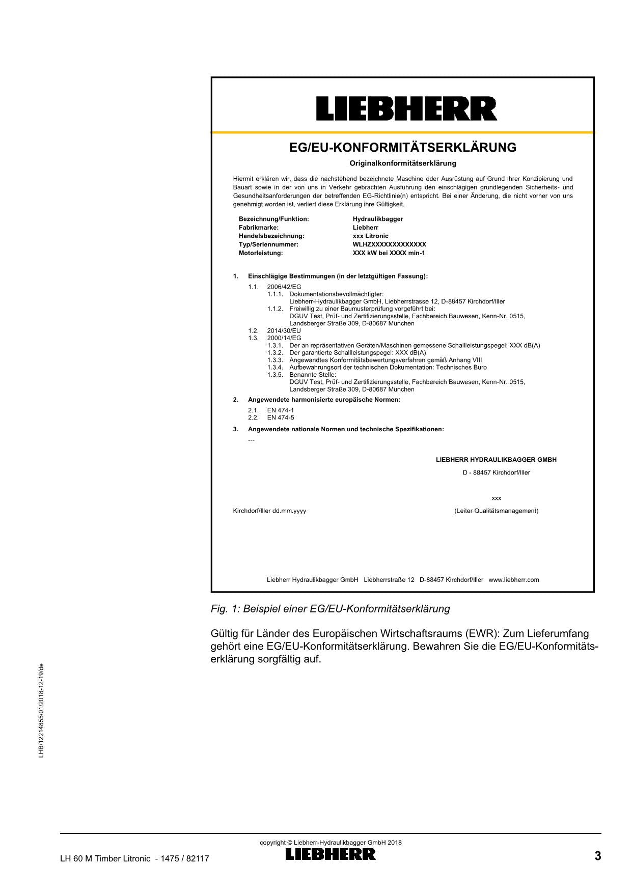 Liebherr LH60 M TimbeRLitronic Materialumschlaggerät Betriebsanleitung 1475 RU