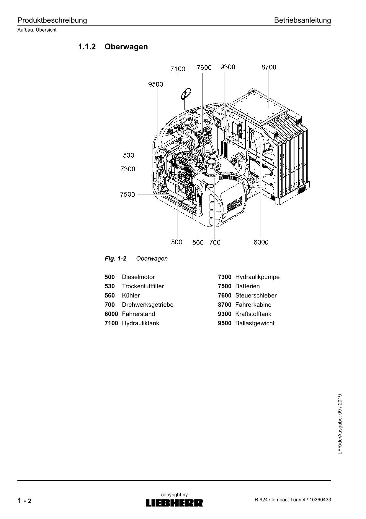 Liebherr R924 CompacTTunnel Hydraulikbagger Betriebsanleitung ser 31199