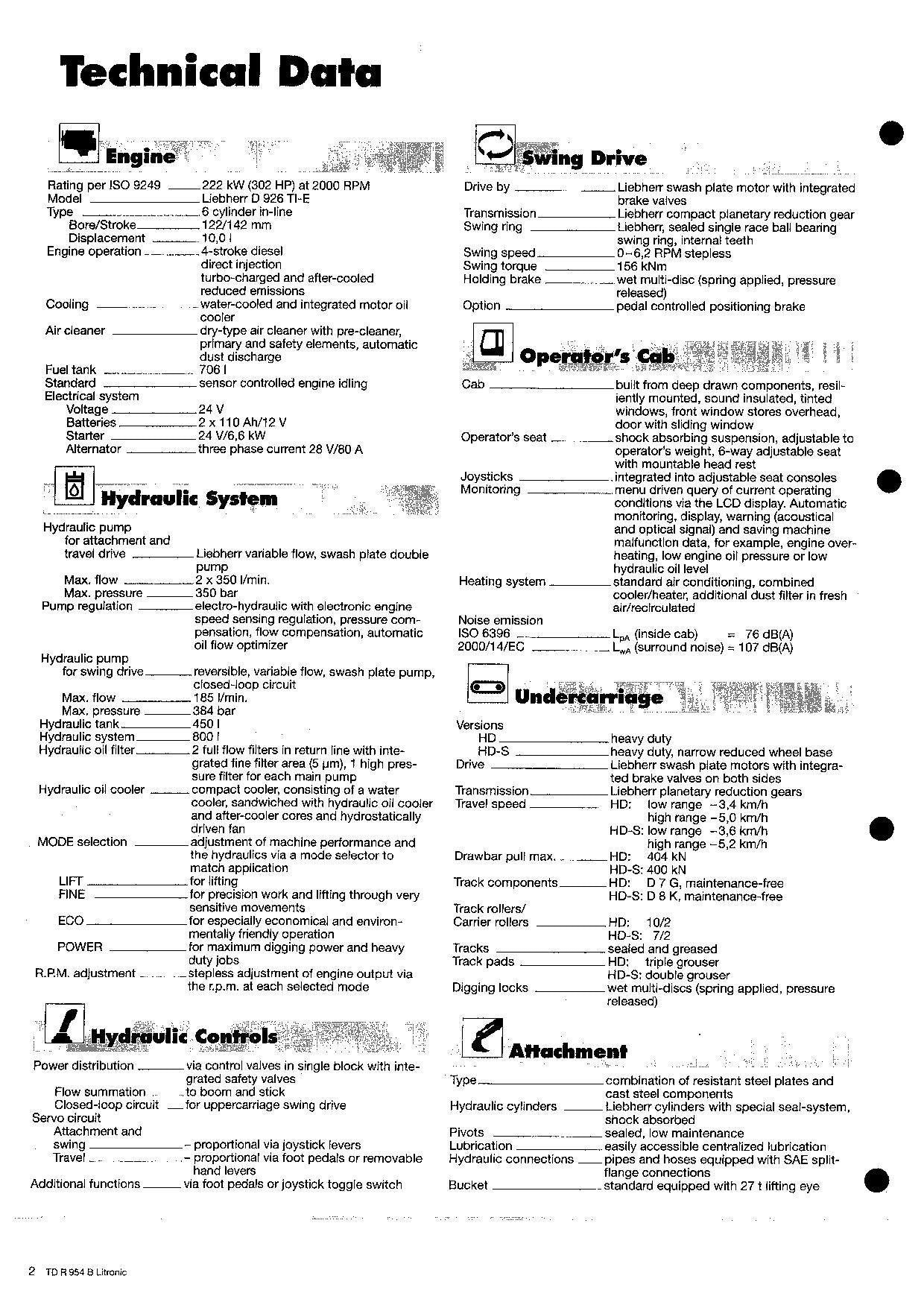 Liebherr R954 B Litronic Bagger Bedienungsanleitung Seriennummer 5259