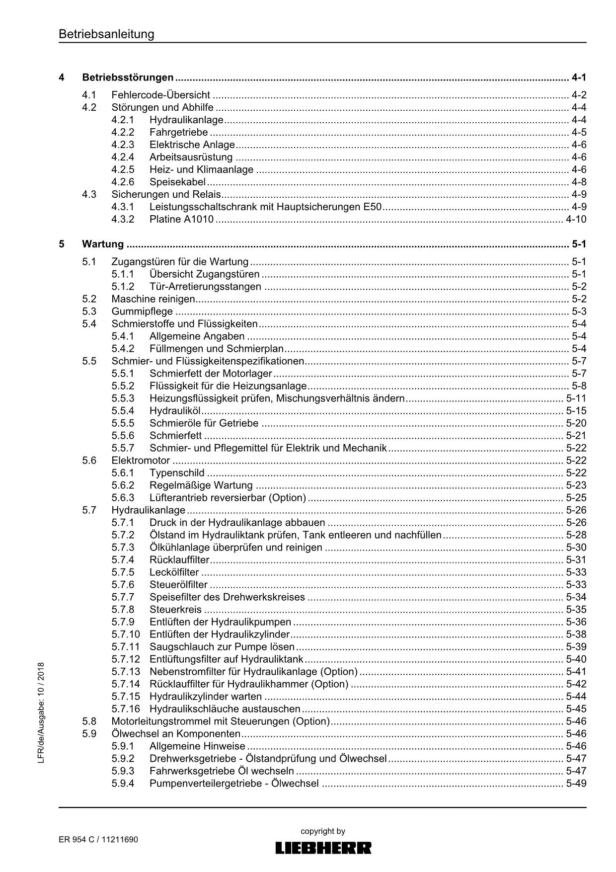 Liebherr ER954 C Hydraulikbagger Betriebsanleitung FR