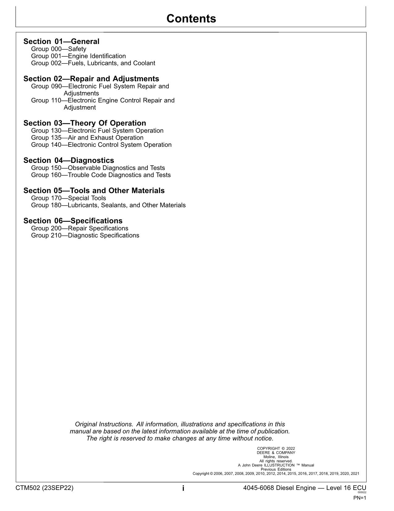 John Deere 4045 6068 4.5L. 6.8L Diesel Engine 16 ECU Fuel System Service Manual