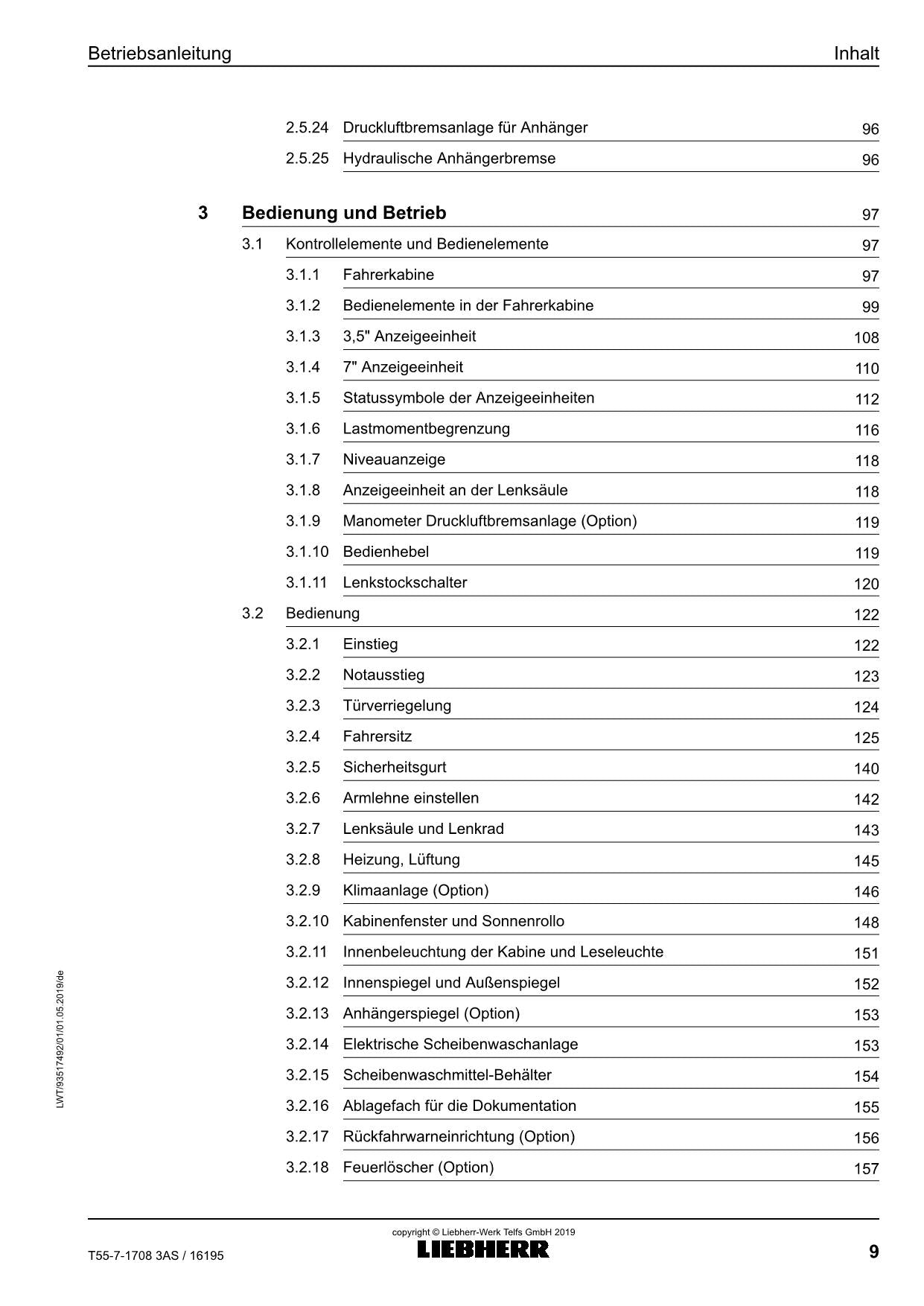 Liebherr T55-7 3AS Teleskoplader Betriebsanleitung