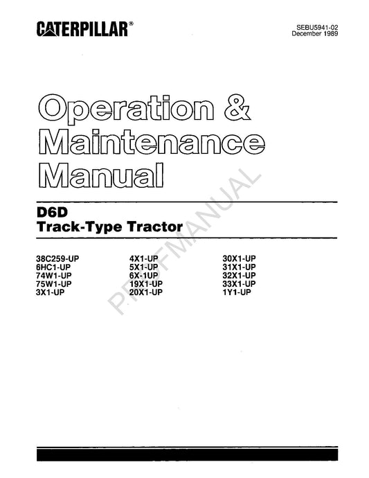 Manuel d'entretien du tracteur à chenilles Caterpillar D6D