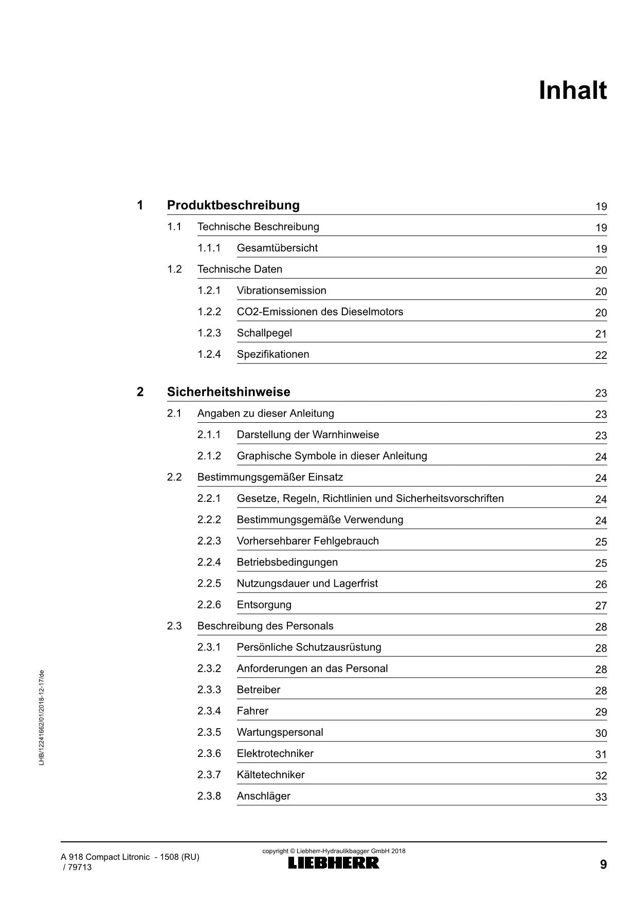 Liebherr A918 CompacT Litronic Mobilbagger Betriebsanleitung ser 79713 RU