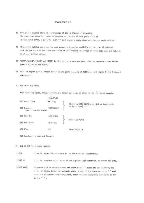 Hitachi EX25-2 excavator parts catalog manual