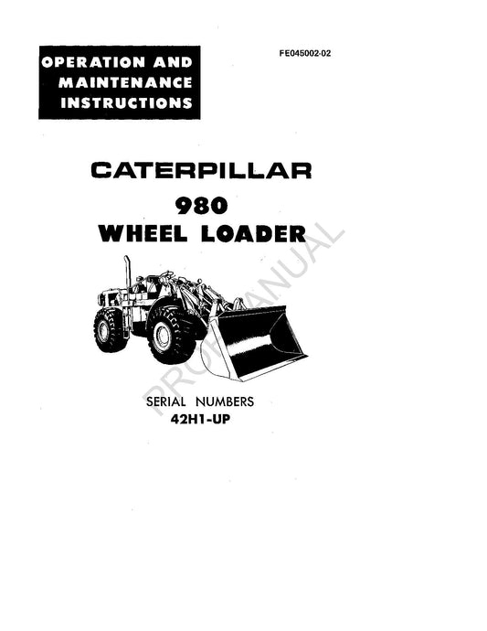 Caterpillar 980 Radlader Bediener Wartungshandbuch 42H1-Up