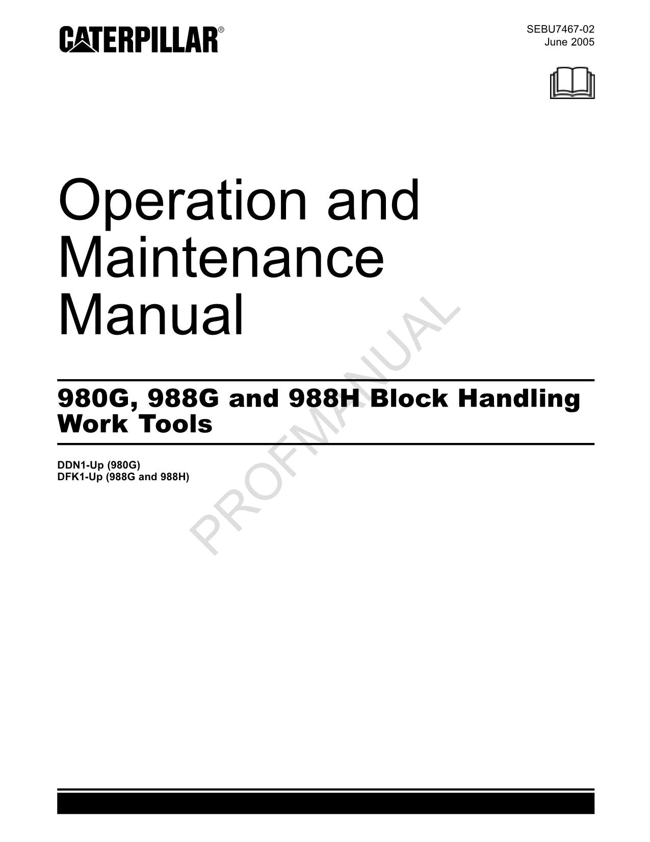 Manuel d'utilisation des outils de travail de manutention de blocs Caterpillar 980G 988G 988H