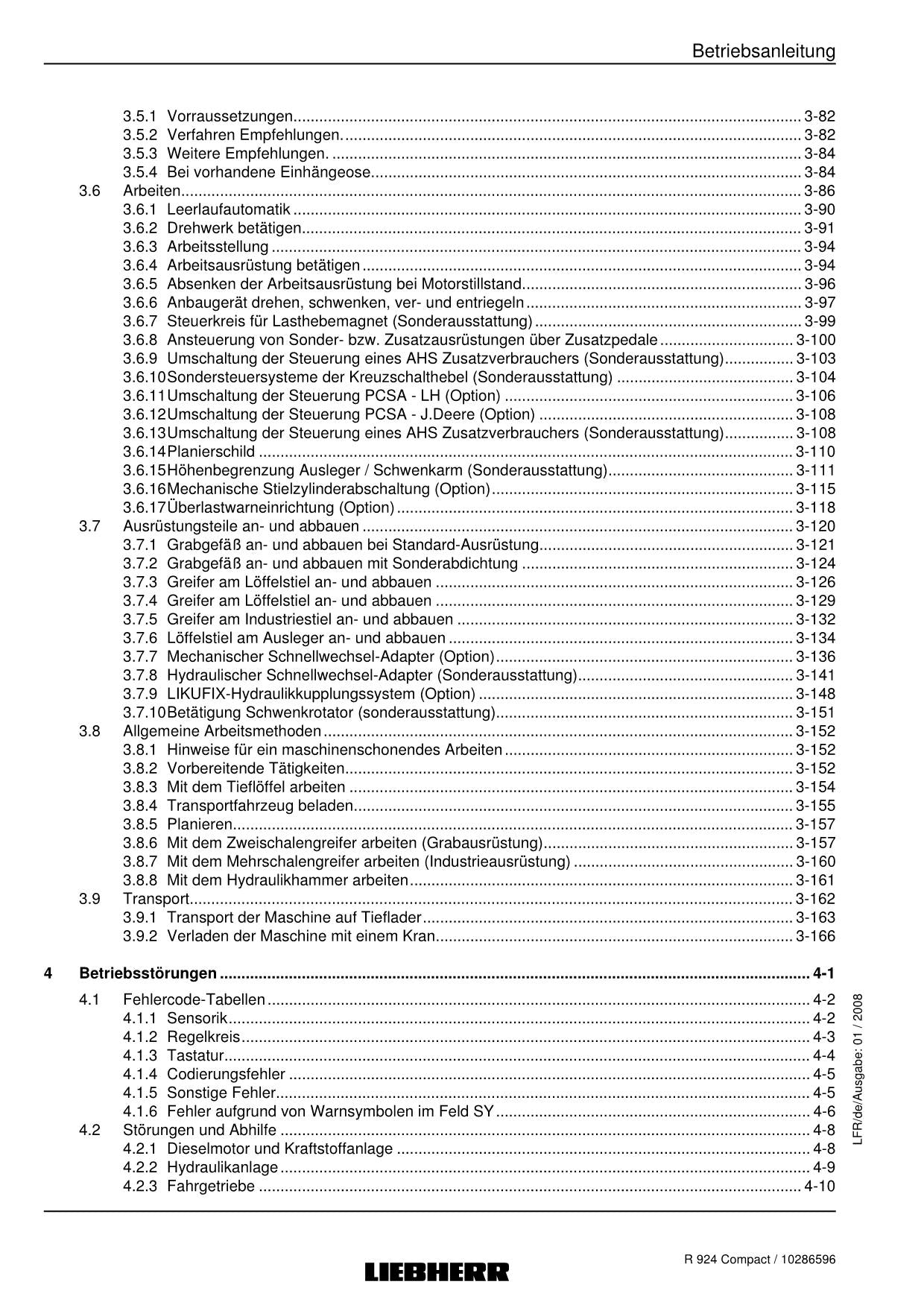 Liebherr R924 Compact Hydraulikbagger Umschlaggerät Betriebsanleitung