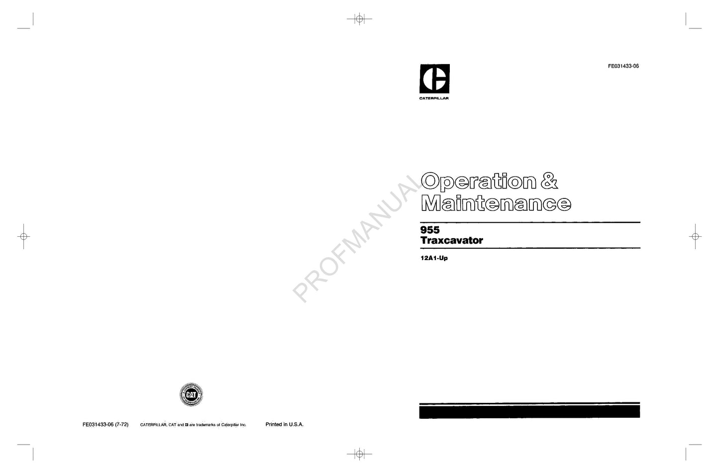 Caterpillar 955 Traxcavator Bediener-Wartungshandbuch