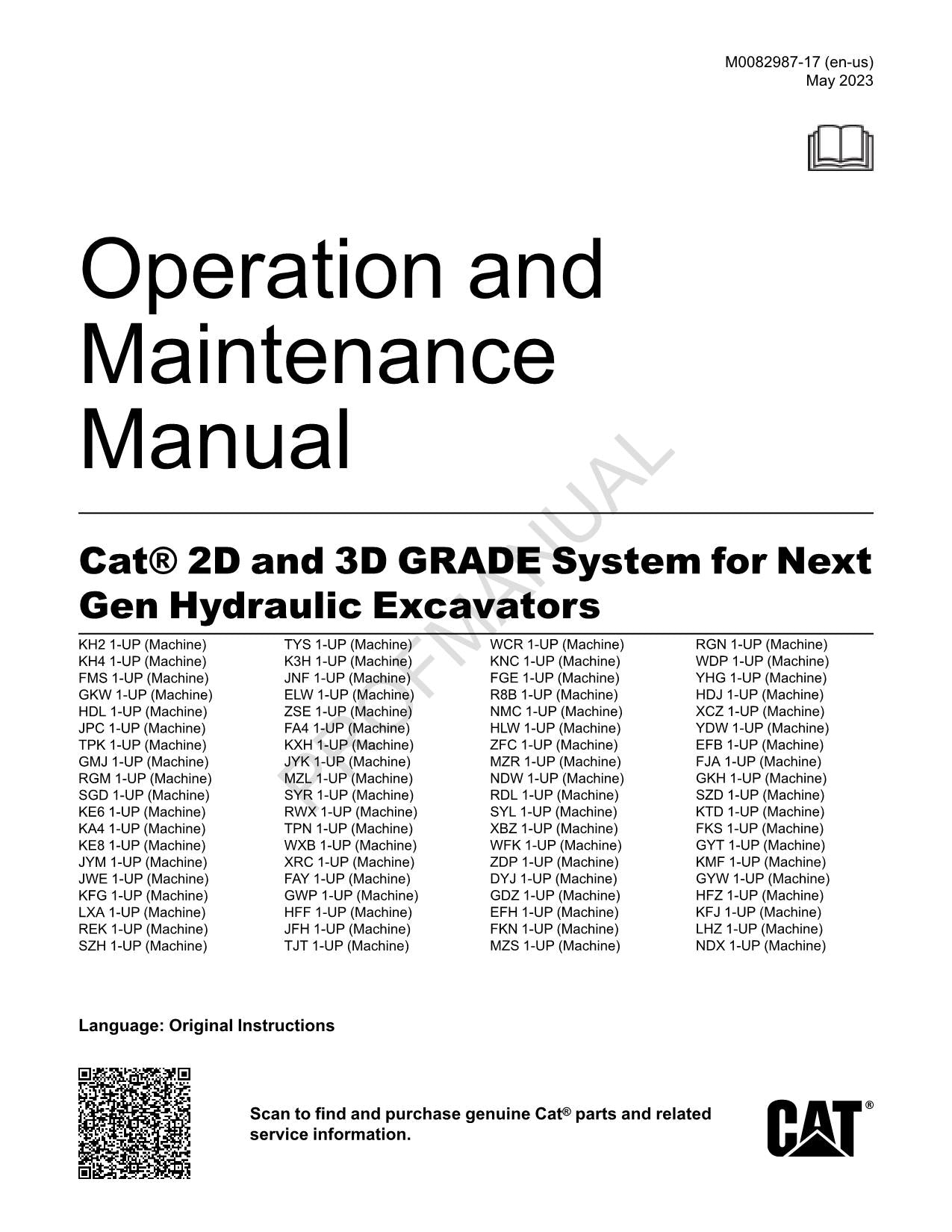 Manuel d'utilisation de la pelle hydraulique Caterpillar Cat 2D 3D GRADE System de nouvelle génération