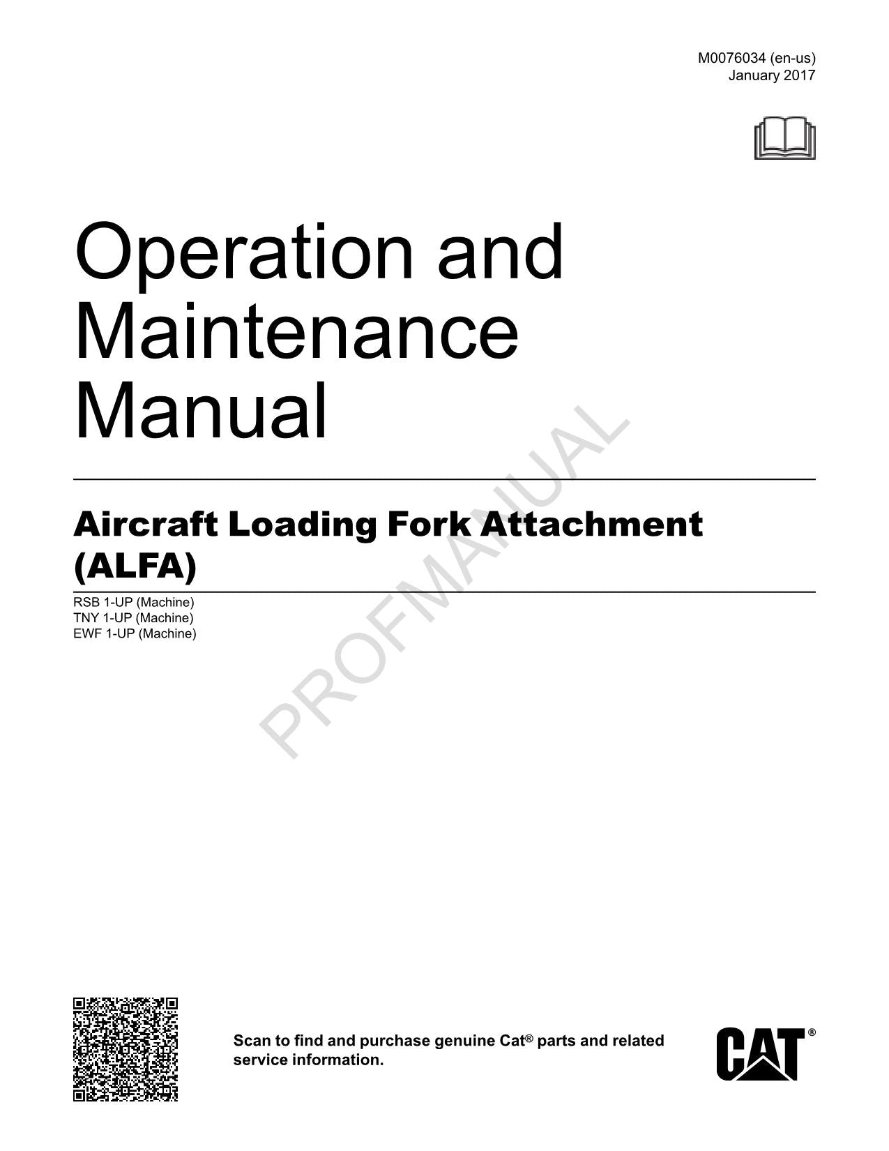 Caterpillar Aircraft Loading Attachment Operators Maintenance Manual