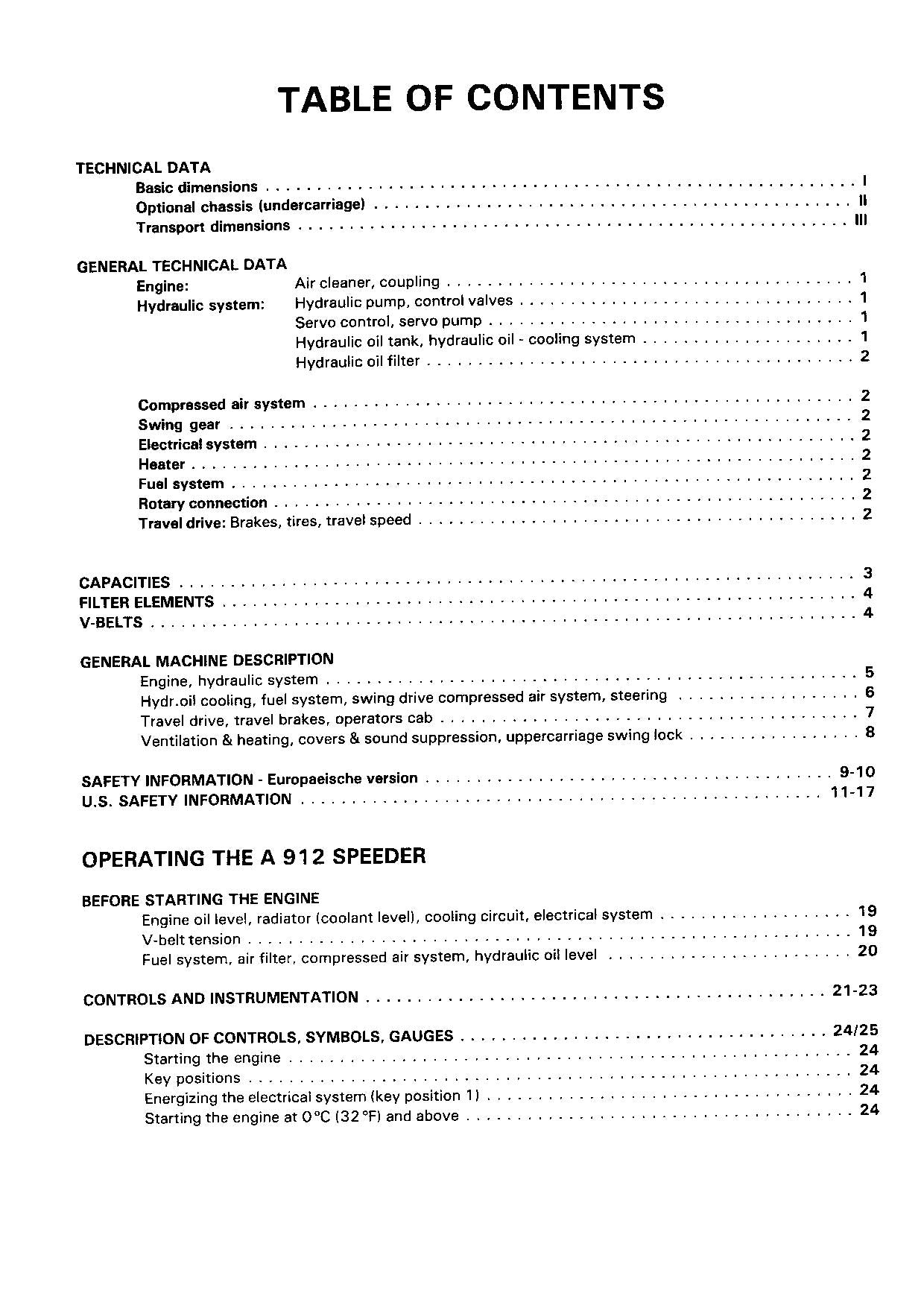 Liebherr A912 Speeder Excavator Operators manual