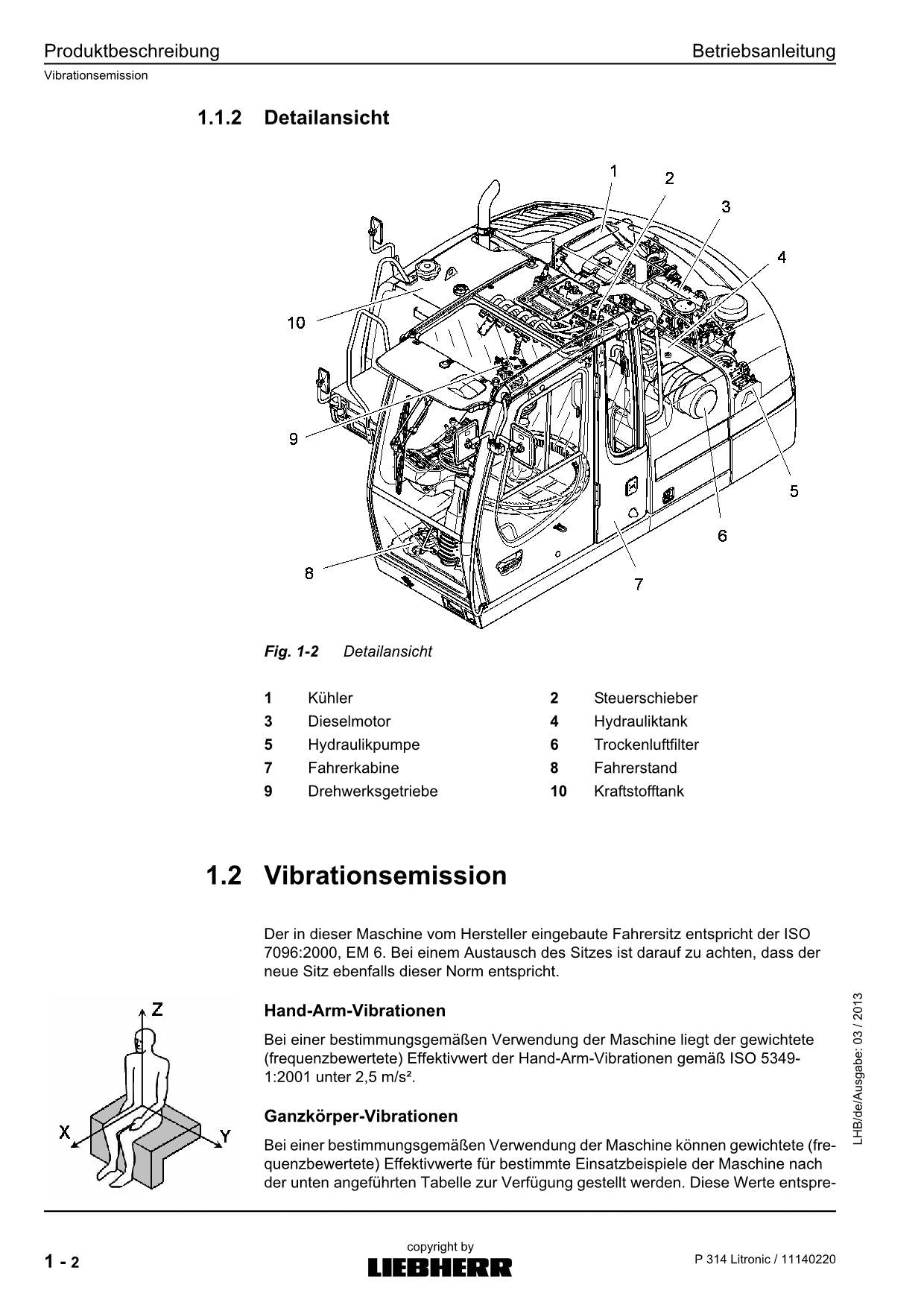 Liebherr P314 Litronic Hydraulikbagger Betriebsanleitung