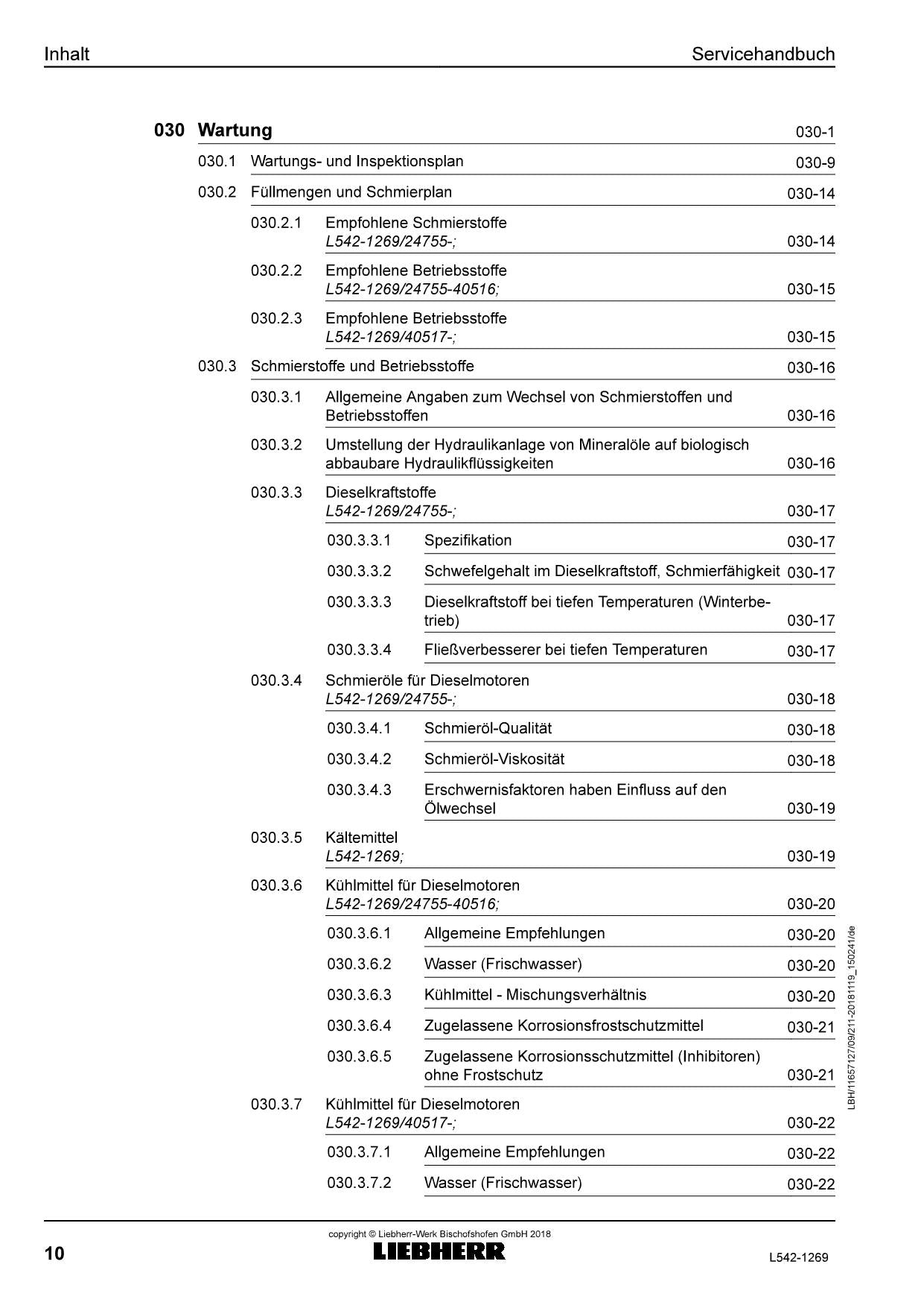 Liebherr L542 1269 Radlader Reparaturhandbuch Werkstatthandbuch