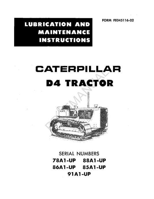 Manuel d'entretien et de lubrification du tracteur Caterpillar D4