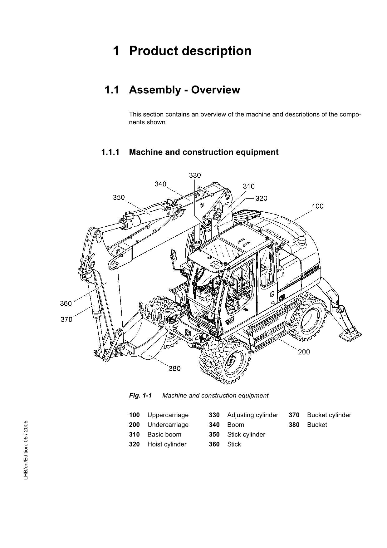 Manuel d'utilisation de la pelle Liebherr A314 Litronic