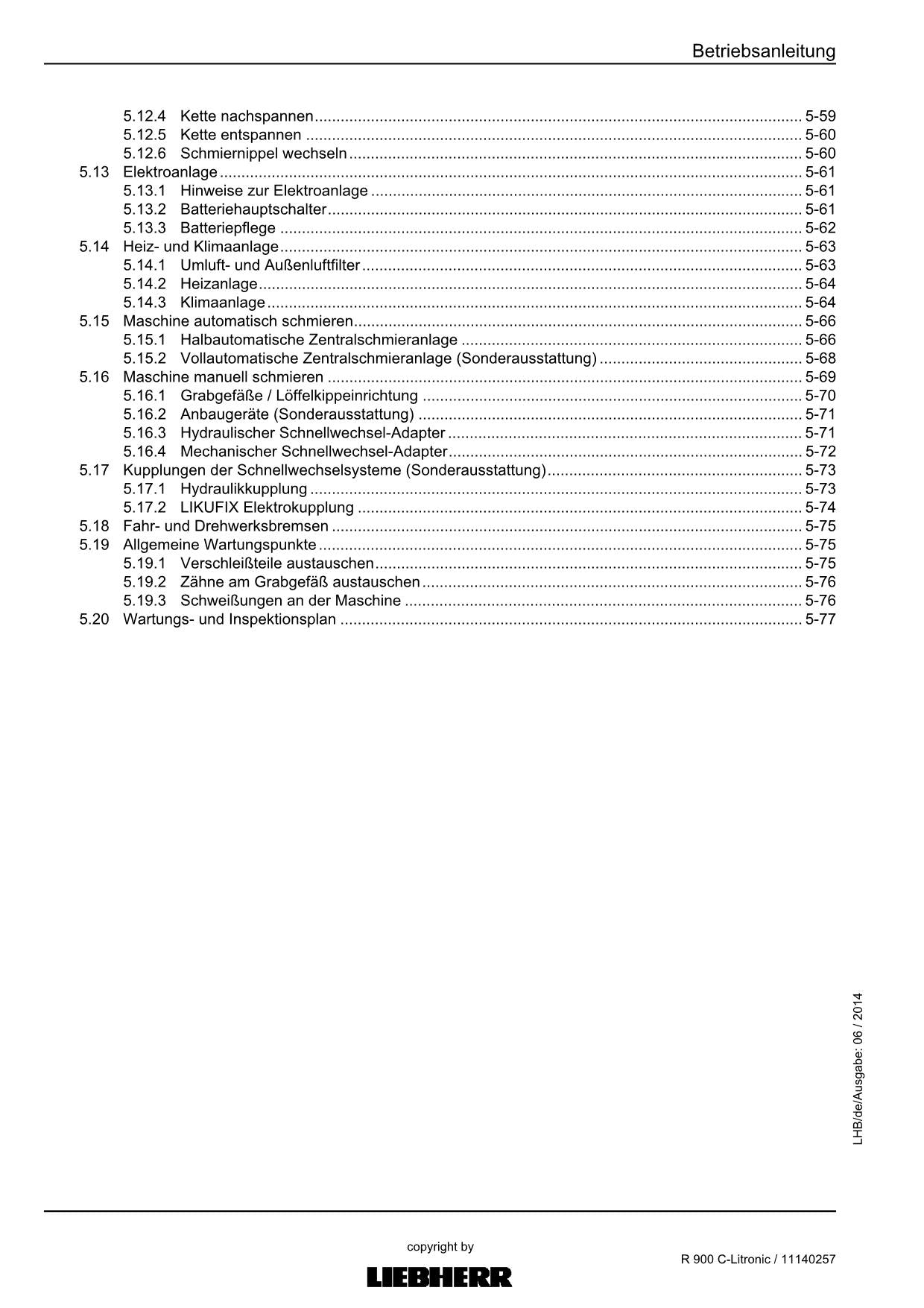 Liebherr R900 C-Litronic Hydraulikbagger Betriebsanleitung Seriell 57270