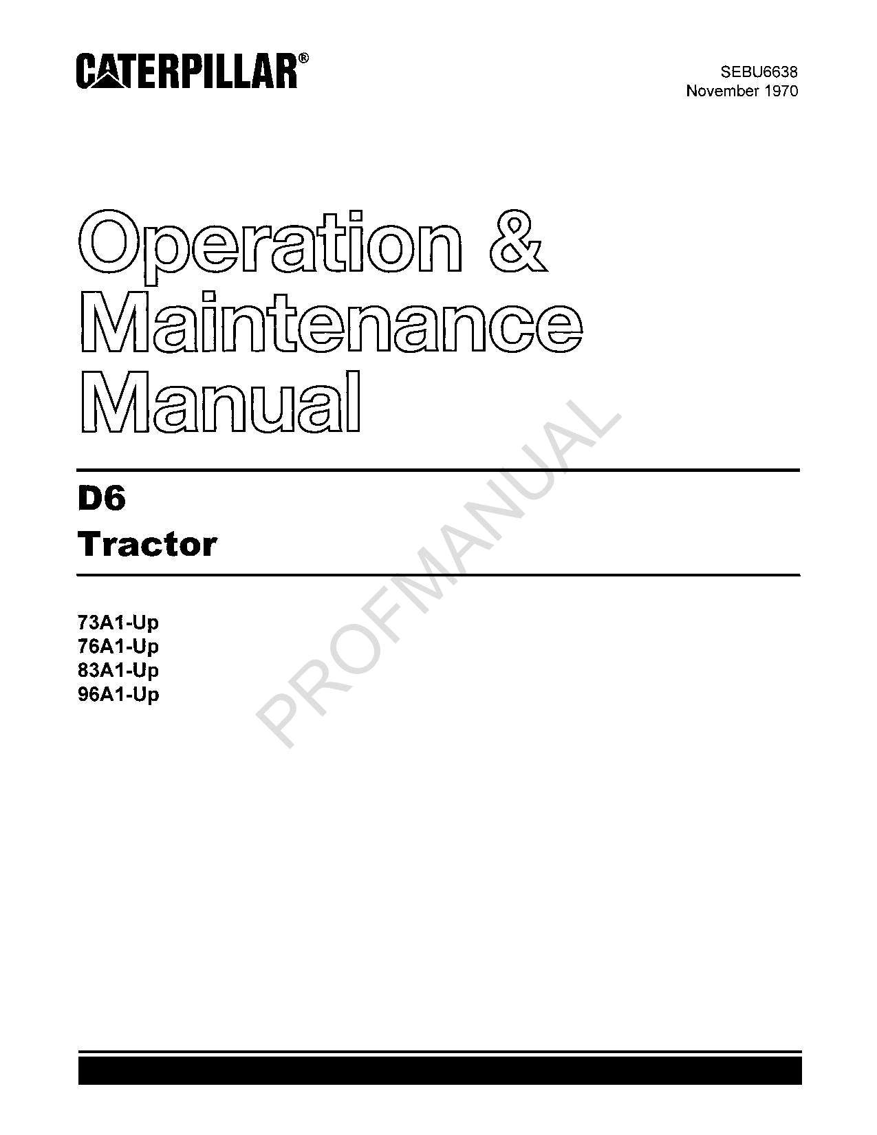 Wartungshandbuch für den Traktor Caterpillar D6 SEBU6638