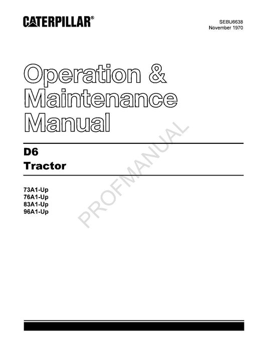 Manuel d'entretien du tracteur Caterpillar D6 SEBU6638