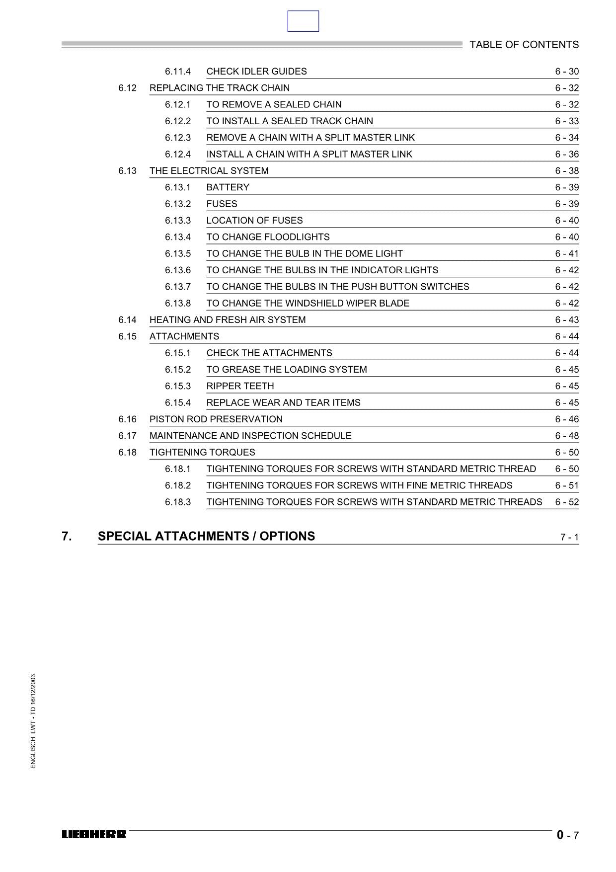 Liebherr LR611 CRAWLER LOADER Operators manual